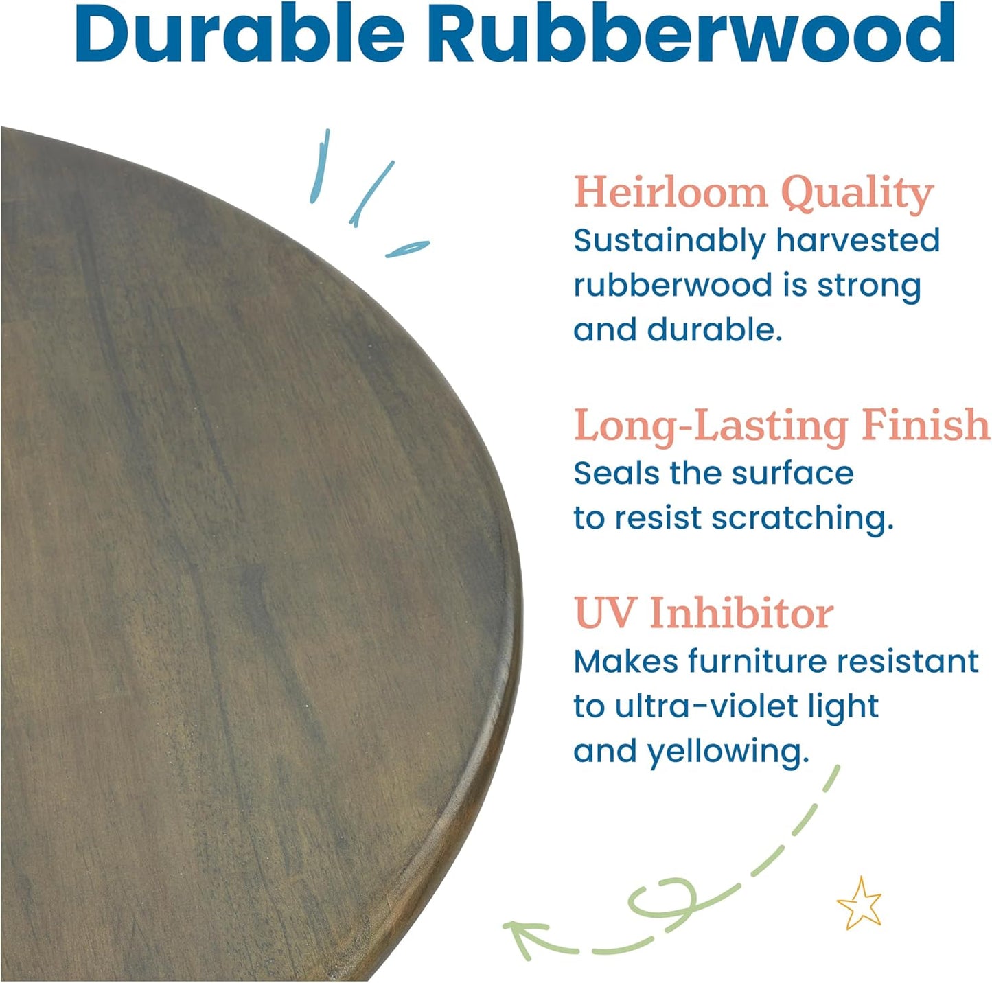 ECR4Kids 30in Square Hardwood Table with 22in Legs, Kids Furniture, Grey Wash