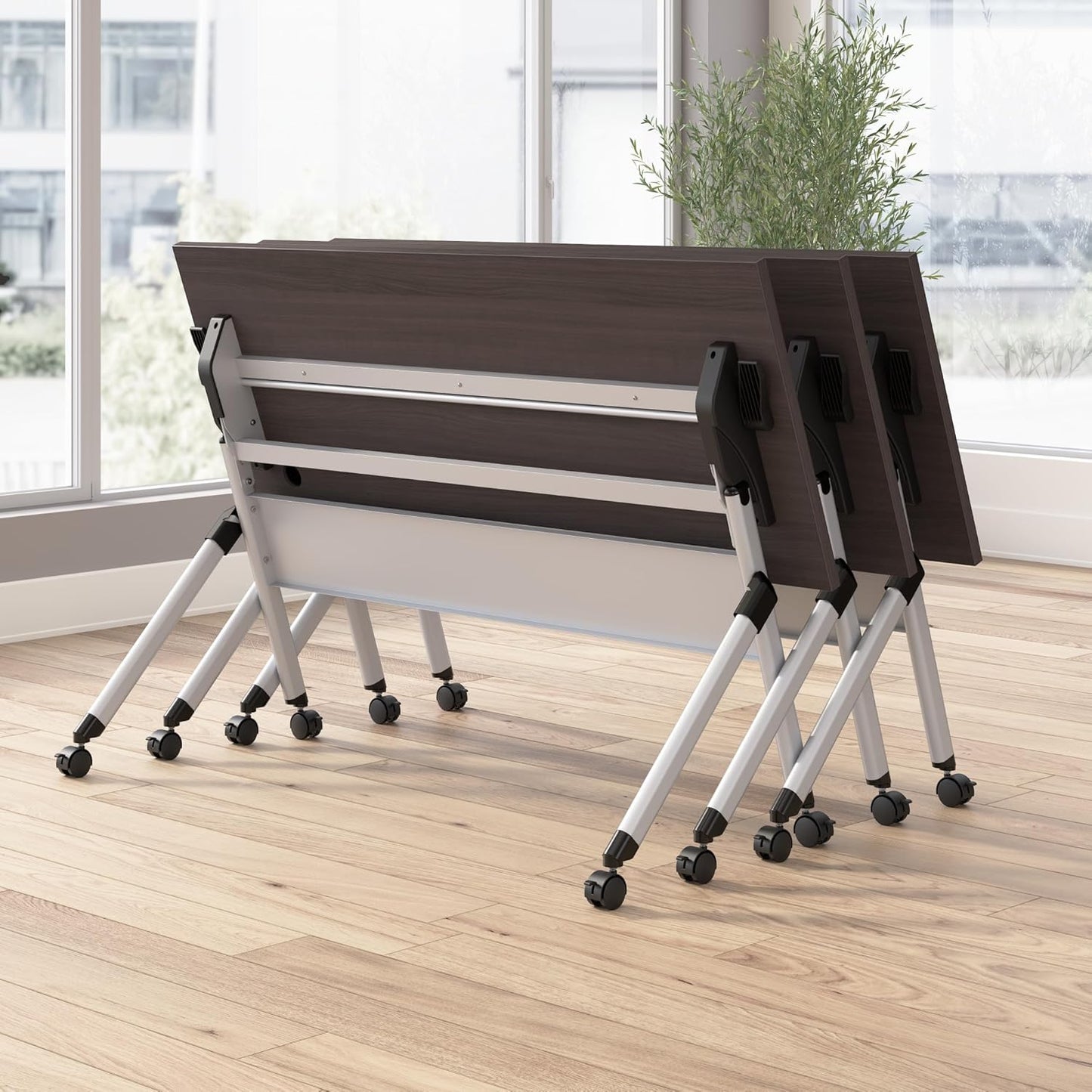 Bush Business Furniture Folding Training Table, 60 inch Desk, Commercial-Grade Bundle for Office or Classroom, Envision Collection, Gray