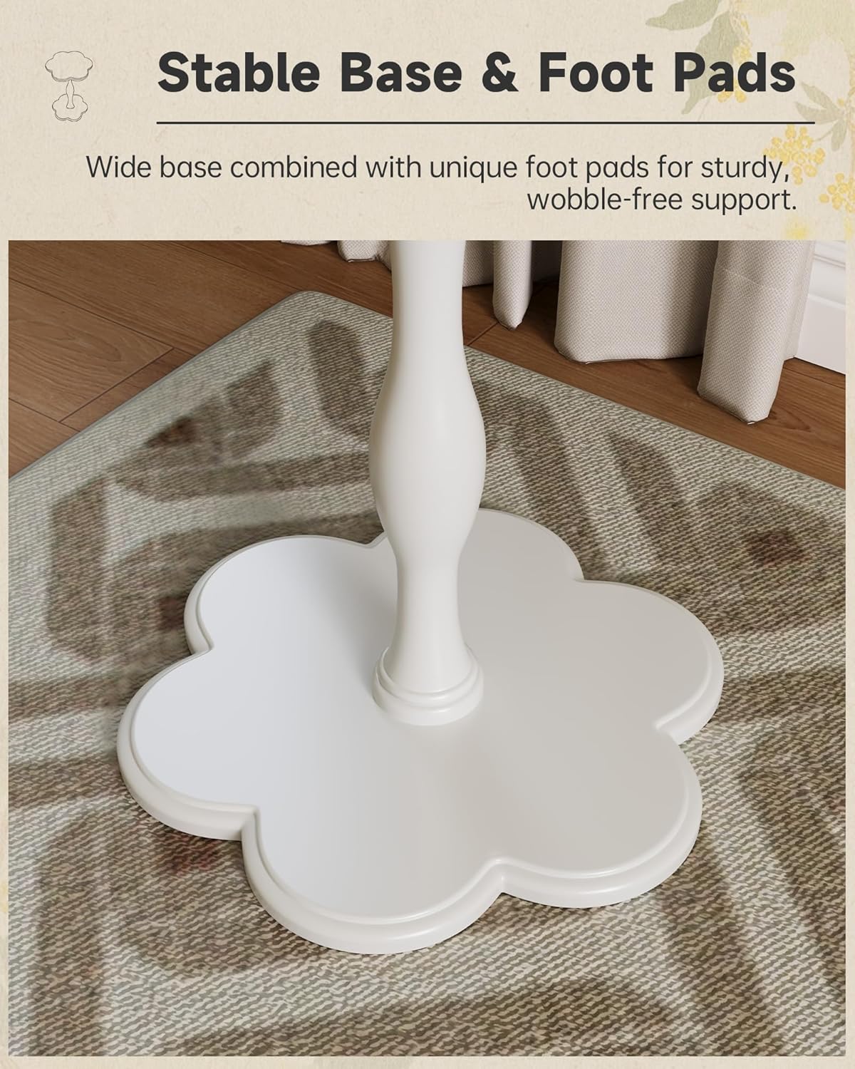 Accent Solid Wood End Table for Living Room, Small Bedside Tables Nightstand for Bedroom, Unique Pedestal Side Table, Round Wooden Tables for Drinks, Plants & Home Decor (White)