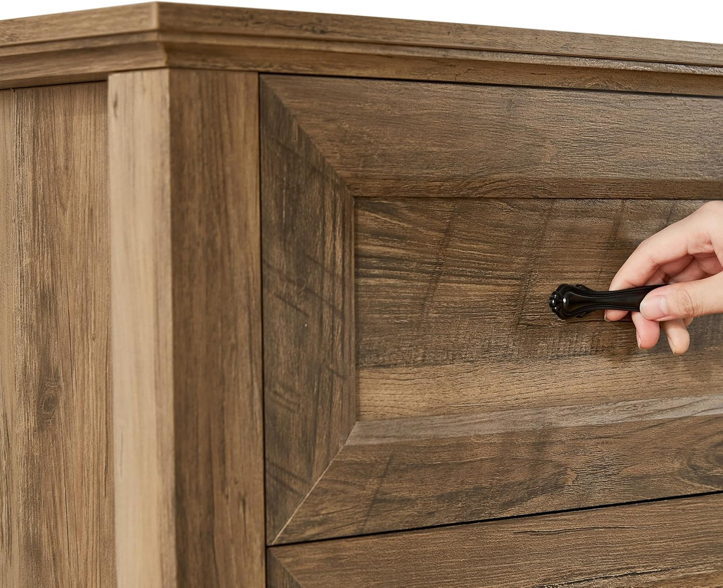 LINSY HOME Updated Dresser for Bedroom with 8 Drawers, Wide Chest of Drawers, Wooden Bedroom Dresser with 1 pcs Fabric Divider Organizer, Storage Organizer for Closet, Living Room, Rustic Oak