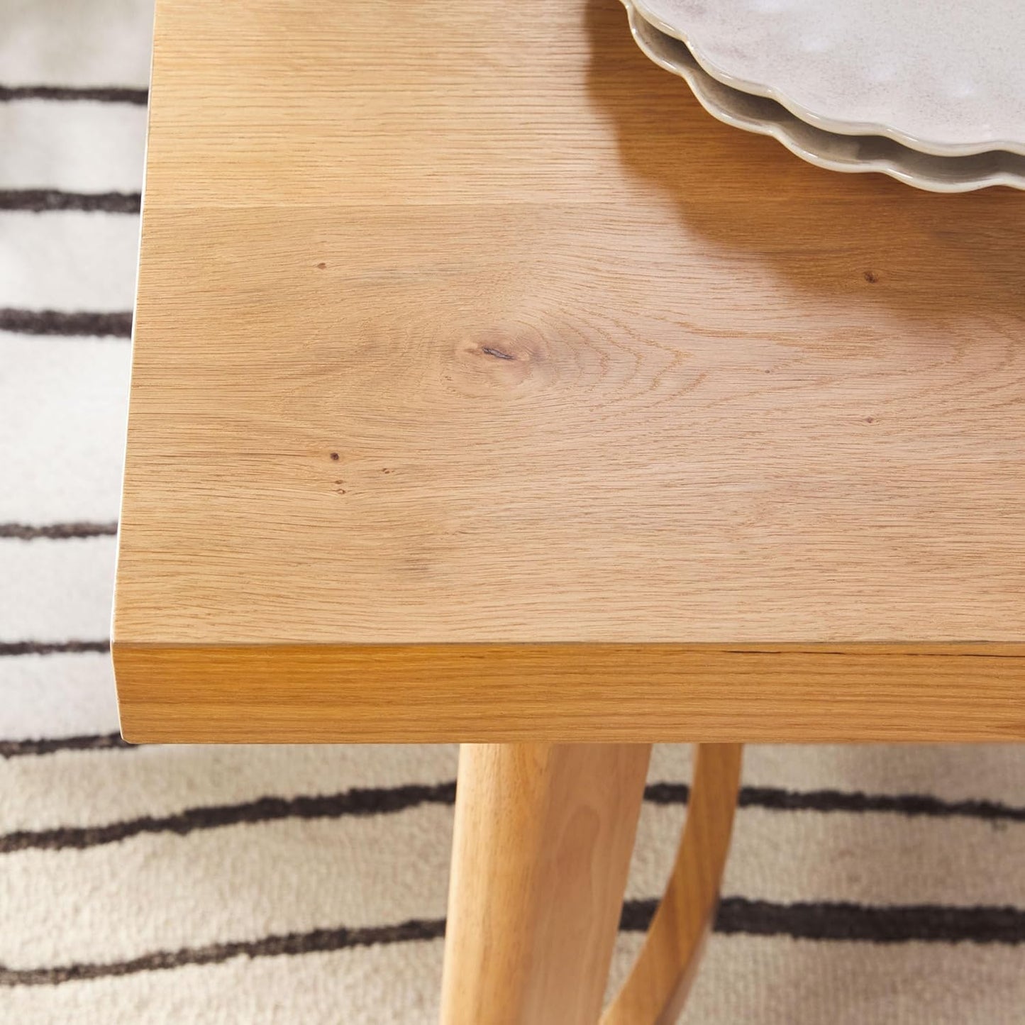 Walker Edison Modern Farmhouse Rustic Solid Oak Wood Rectanglular Dining Table for 6 - White Oak