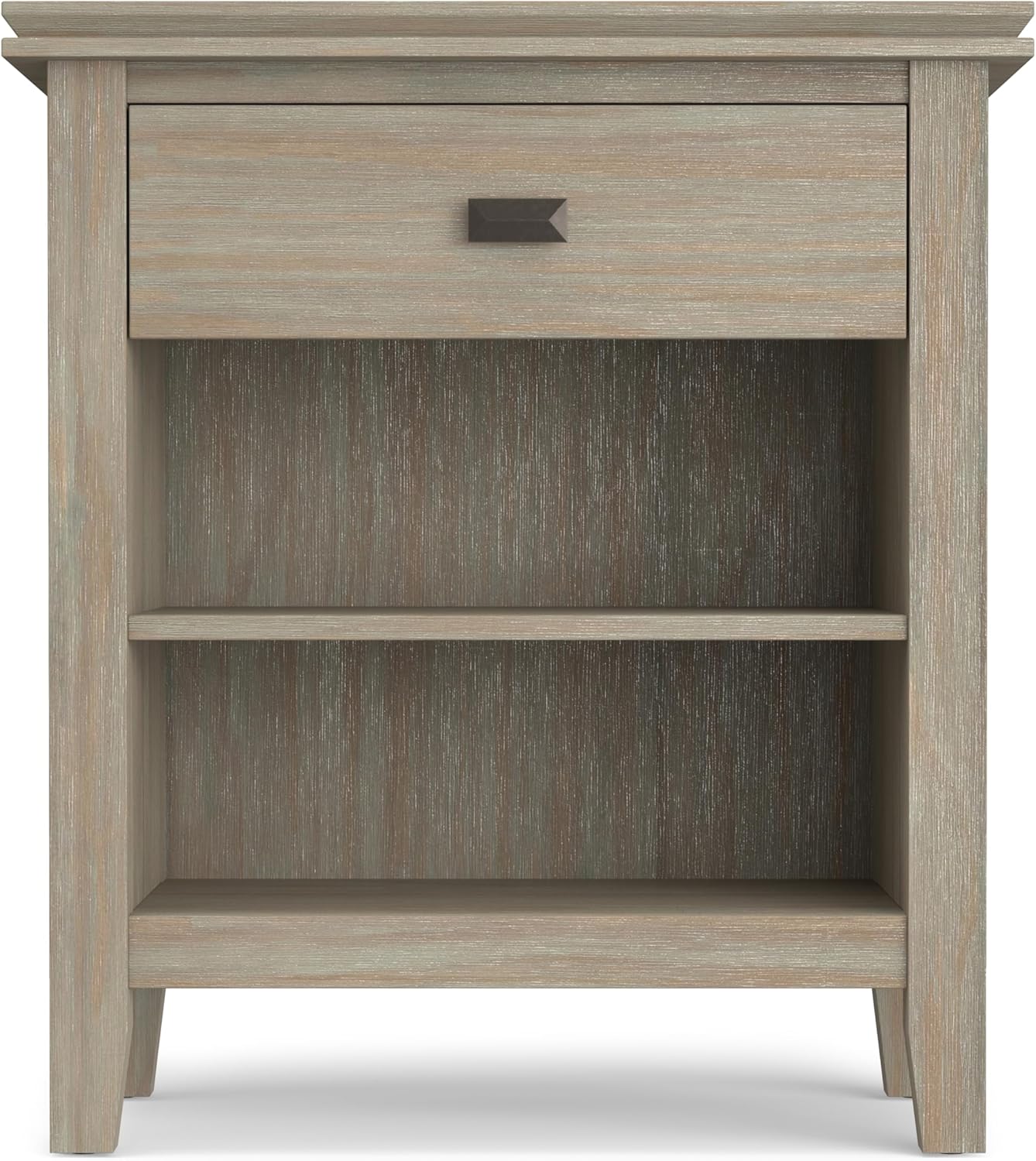 SIMPLIHOME Artisan SOLID WOOD 24 inch Wide Transitional Bedside Nightstand Table in Distressed Grey for the Living Room and Bedroom