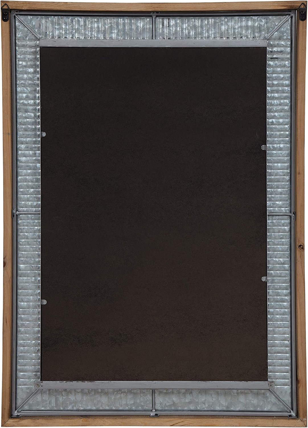 Kate and Laurel Deely Farmhouse Wall Mirror, 20 x 30, Rustic Brown and Silver, Rustic Wall Decor with Galvanized Metal Frame