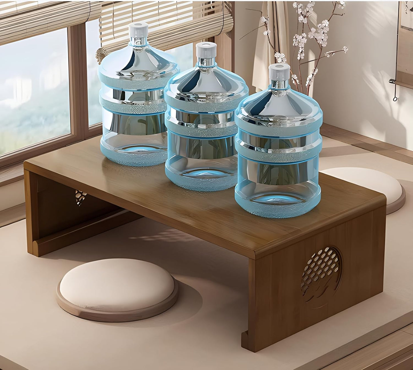 Folding Coffee Table Foldable Japanese Floor Table Low Table for Living Room,Dining Room,Tea,Tatami,Home Decoration (39.37 * 19.68 * 12.2 INCH)