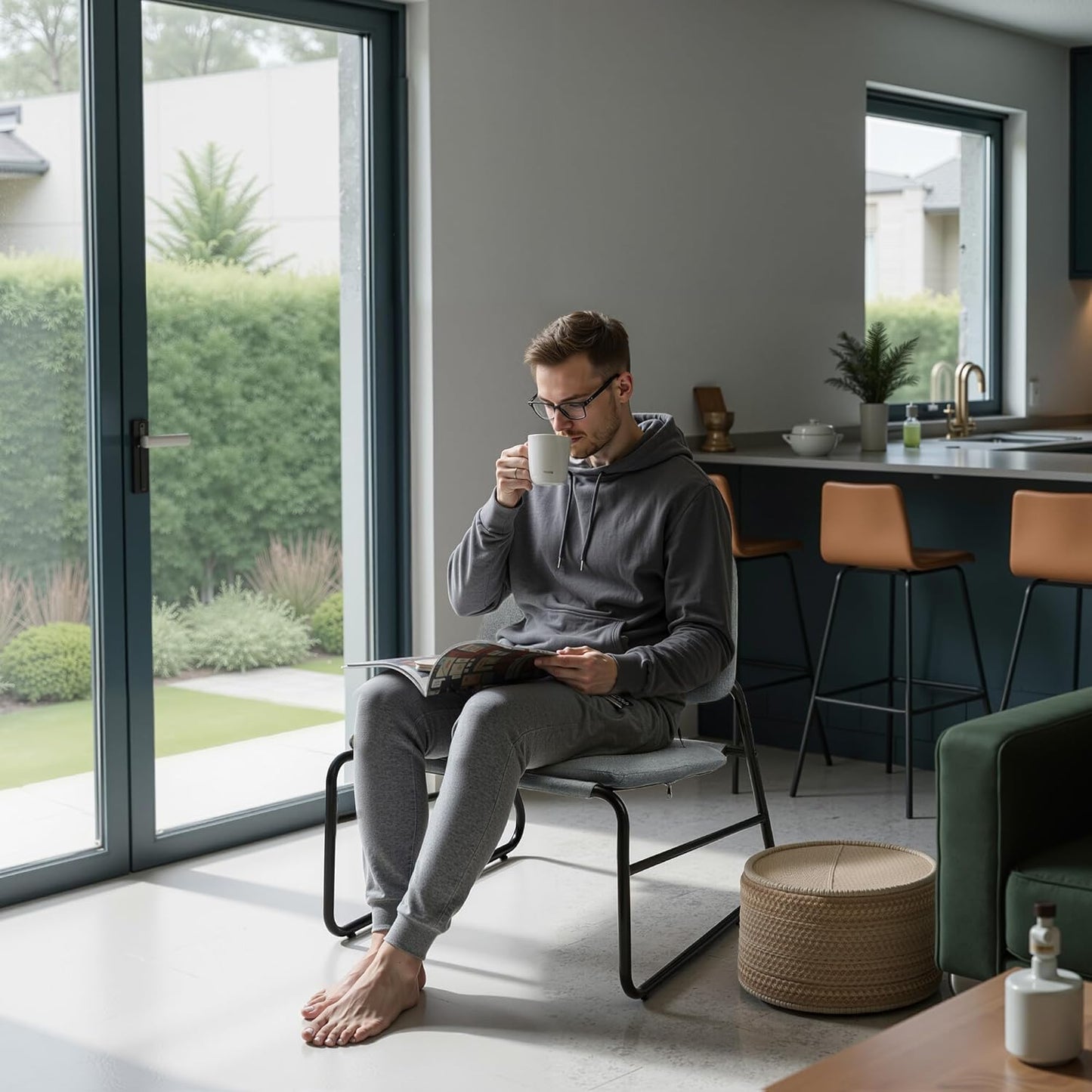 DAICO Modern Accent Chair Comfy Living Room Chair Armless Sling Accent Chairs Upholstered Side Sitting Chairs with Metal Frame for Office Reception Reading Bedroom Waiting Room, Grey