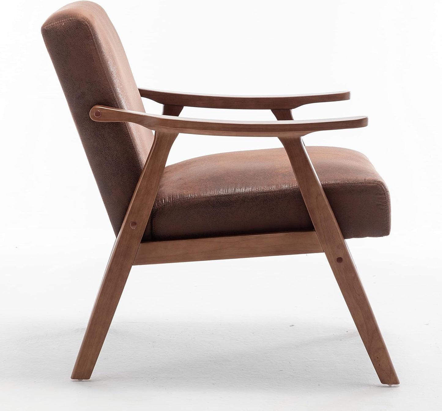 Container Furniture Direct Accent Chair with Microfiber Upholstery and Solid Wood Frame, Classic Mid-Century Modern Living Room Furniture for Extra Seating, Light Brown