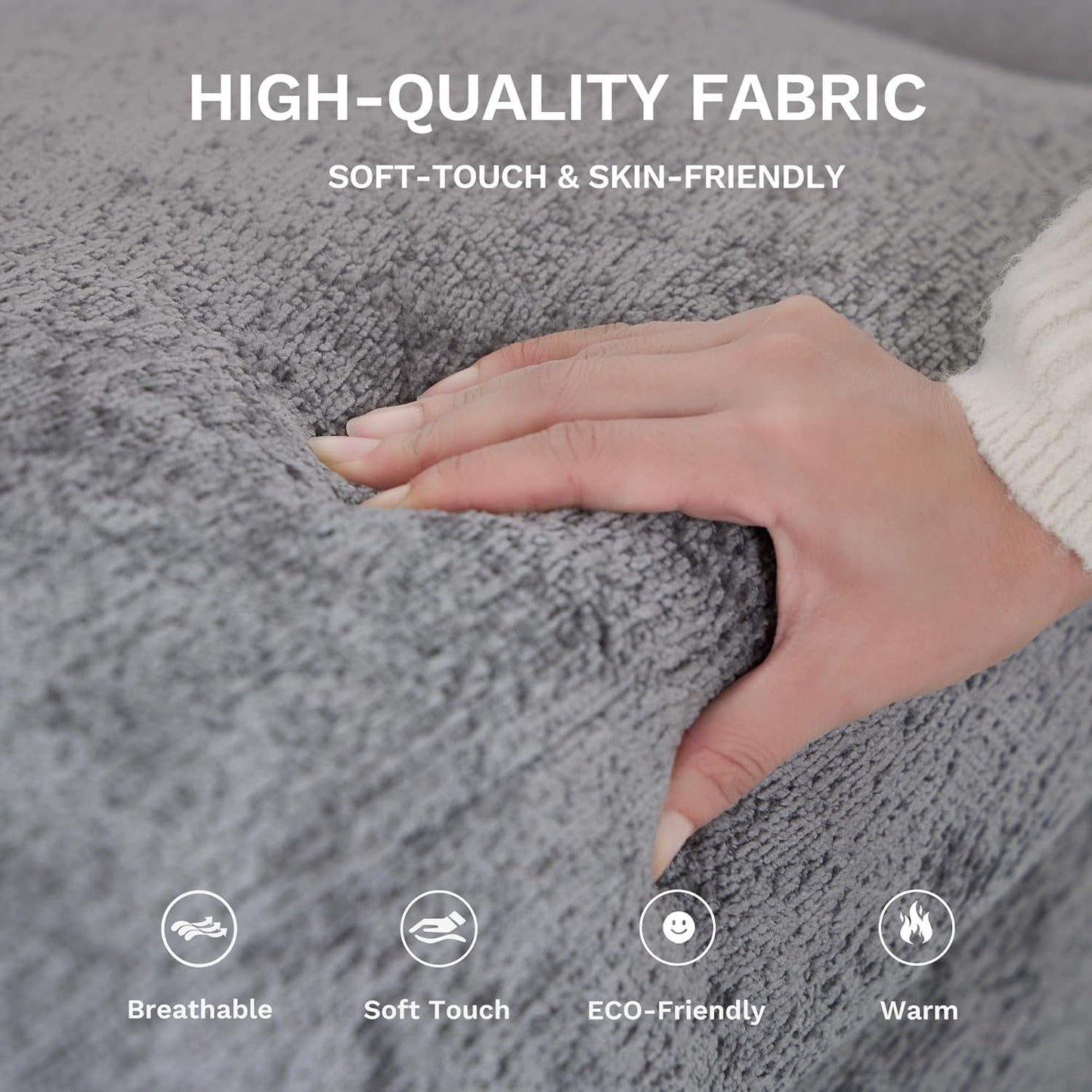 COLAMY 118" U-Shaped Sectional Couch, 4-Seat Modular Sofa with 2 Ottomans and Foldable Side Table, Grey for Living Room