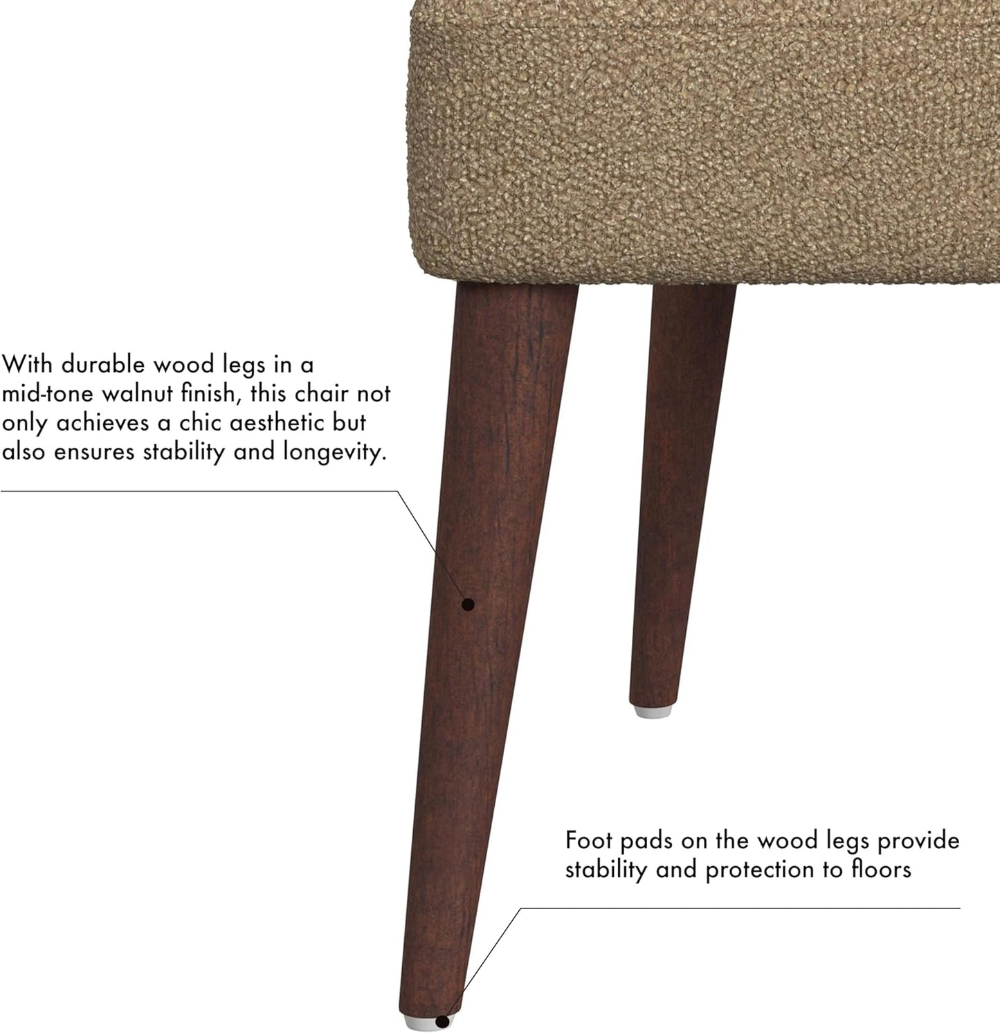 HomePop Home Decor | Upholstered Hemet Gayle Side Dining Chair | Decorative Home Furniture, Brown Boucle (Single Pack)