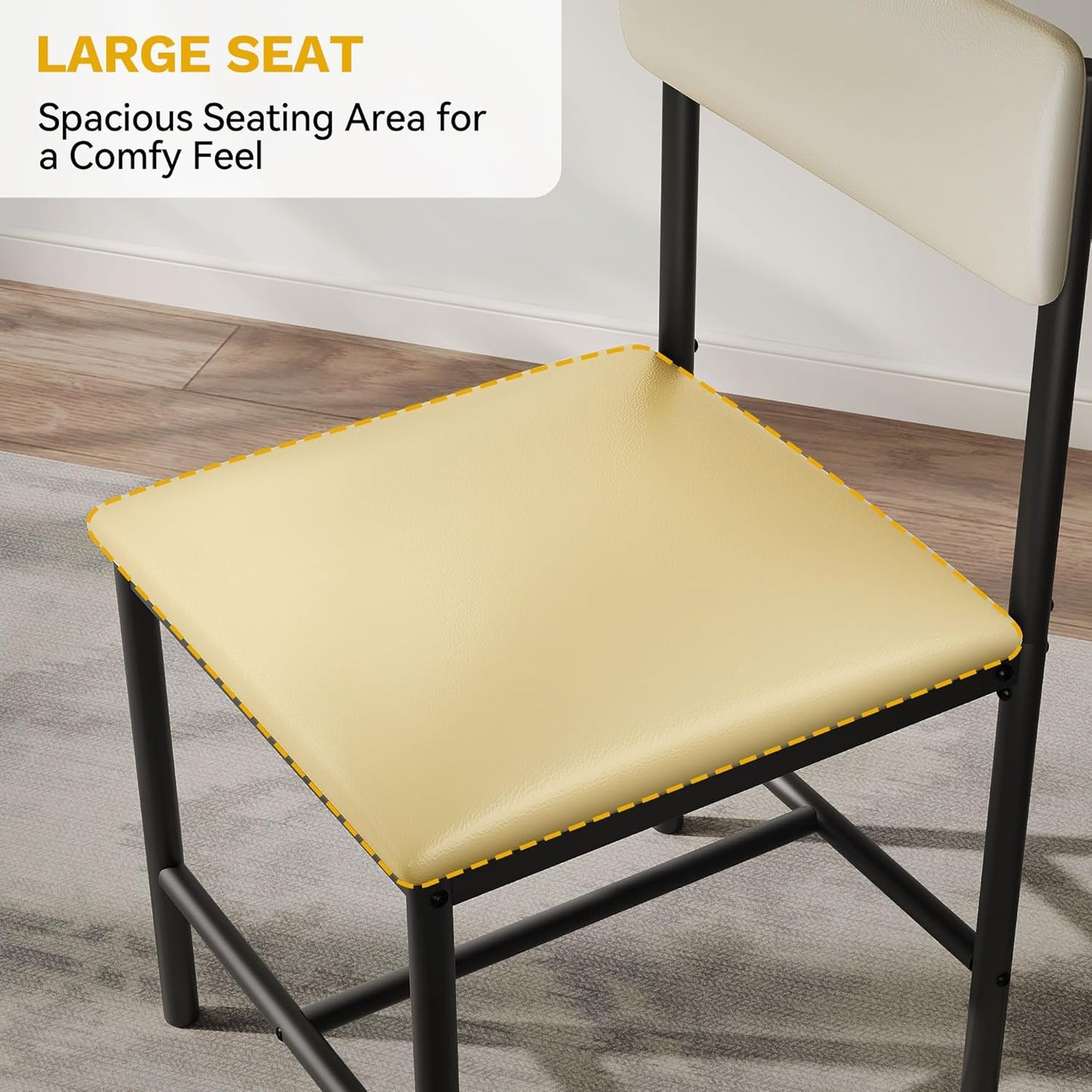 DWVO Dining Room Chairs Set of 4 White Modern Upholstered Dining Chairs Faux Leather Restaurant Chairs with Metal Legs for Living Room Kitchen 4 Pack, White