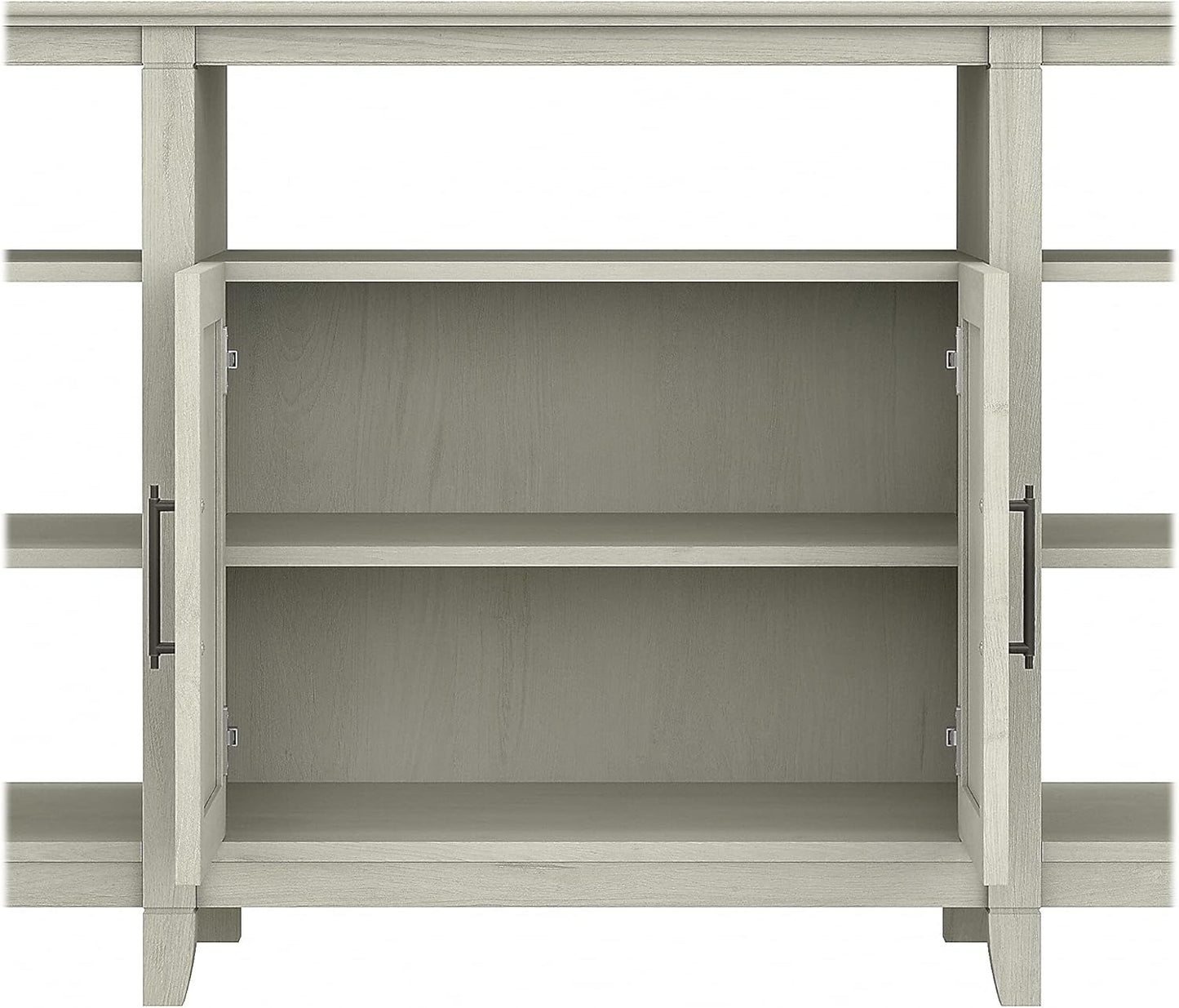 Bush Furniture Key West Tall TV Stand for 65 Inch TV in Linen White Oak, Farmhouse Entertainment Center with Storage