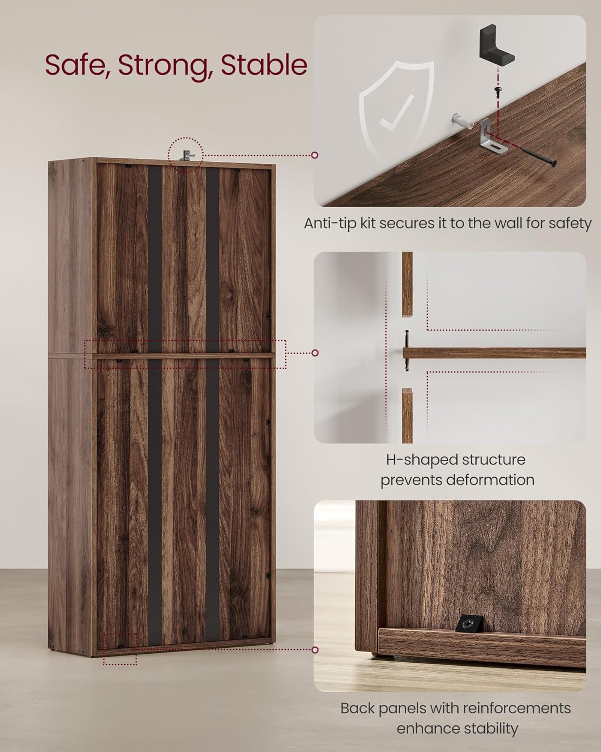 VASAGLE Custos Collection - Bookshelf, 5-Tier Bookcase, Book Shelf, Open Storage Shelf, 9.4 x 23.6 x 52.8 Inches, for Living Room, Home Office, Dinning Room, Natural Walnut ULBC165K01