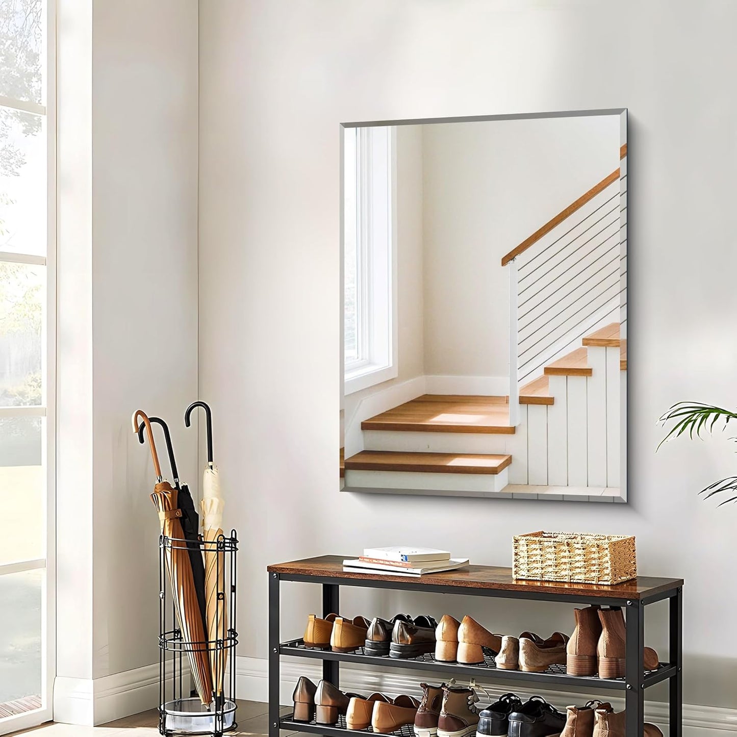 Beveled Bathroom Mirror, 30x40 Large Frameless Mirrors for Over Sink, Upgraded Shatterproof Beveled Frameless Vanity Mirror for Bathroom,Bedroom,Living Room and Entryway