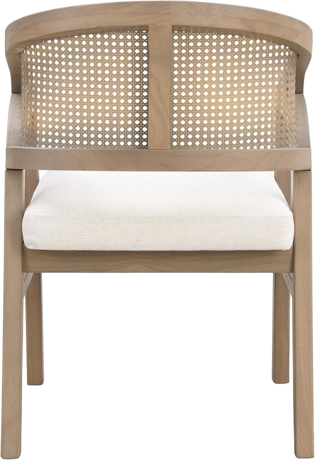 Christopher Knight Home Faritel Modern Wooden Dining Chairs Set of 2, Fabric Upholstered Kitchen Side Armchairs, Living Room Comfy Reading Chair with Curved Rattan Back, Light Ash+Beige