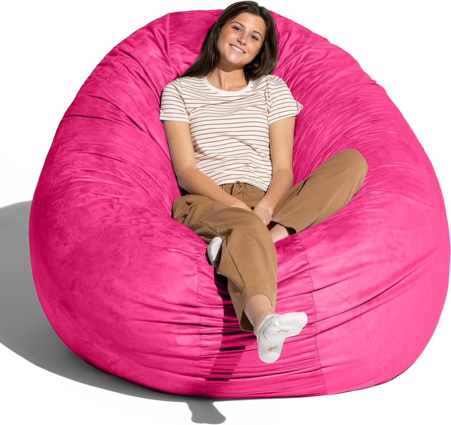 Jaxx 6 Foot Cocoon - 2-in-1 Convertible Bean Bag Bed & Large Bean Bag Chair for Adults, Microsuede Fuchsia