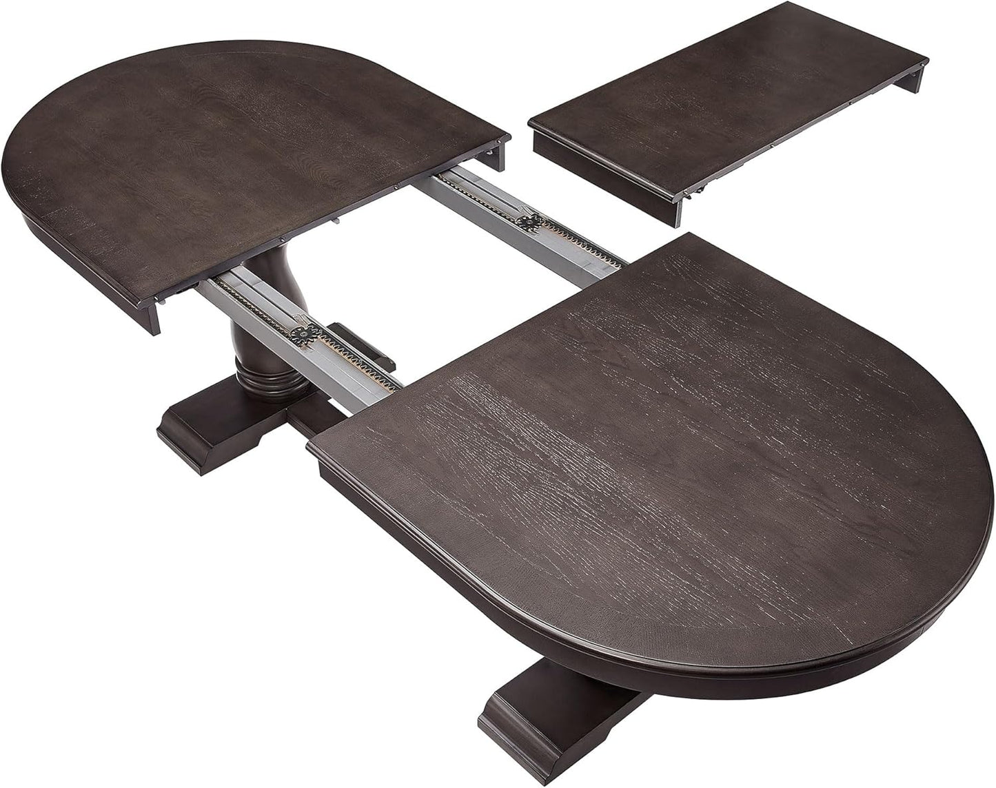 Ball & Cast Farmhouse Extendable Dining Table for 6-8, 76"-94" Long Extendable Kitchen-Table with Leaf, Mid Century Curved Wooden Expandable Table w/18 Leaves,Drop-Leaf Breakrest Table, Dark Brown