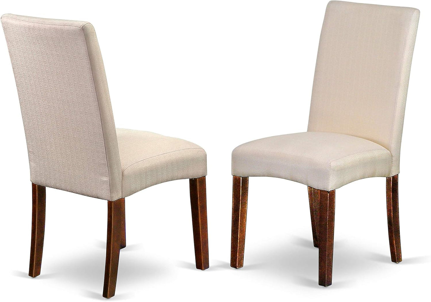 East West Furniture DLDR3-MAH-01 3 Piece Kitchen Table & Chairs Set Contains a Round Dining Room Table with Dropleaf and 2 Cream Linen Fabric Parson Dining Chairs, 42x42 Inch, Mahogany