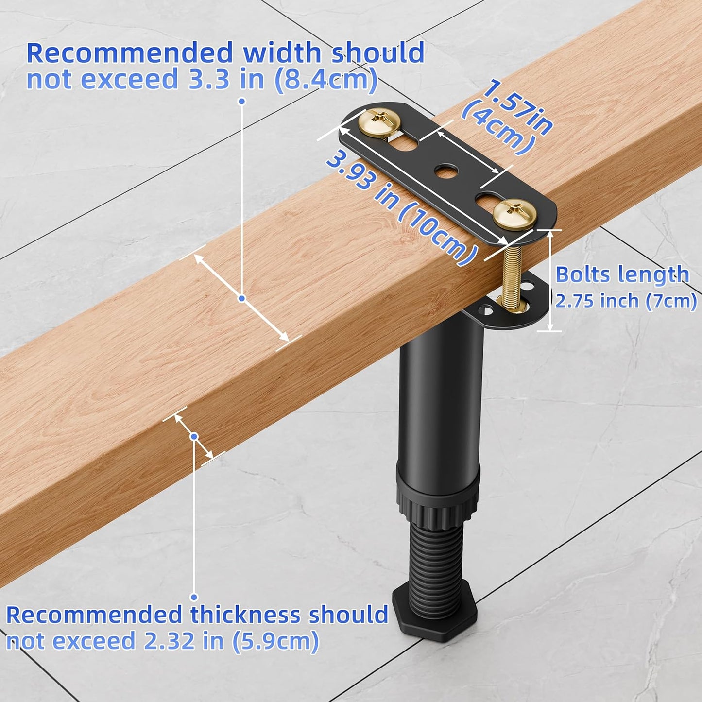 6 Pcs Adjustable Height Bed Support Legs 7.08-12.5 inch with Locking Ring, Bed Frame Center Support Legs for Bed Frame/Bed Center Slat/Furniture, Bed Legs Replacement Bed Slats Support Legs