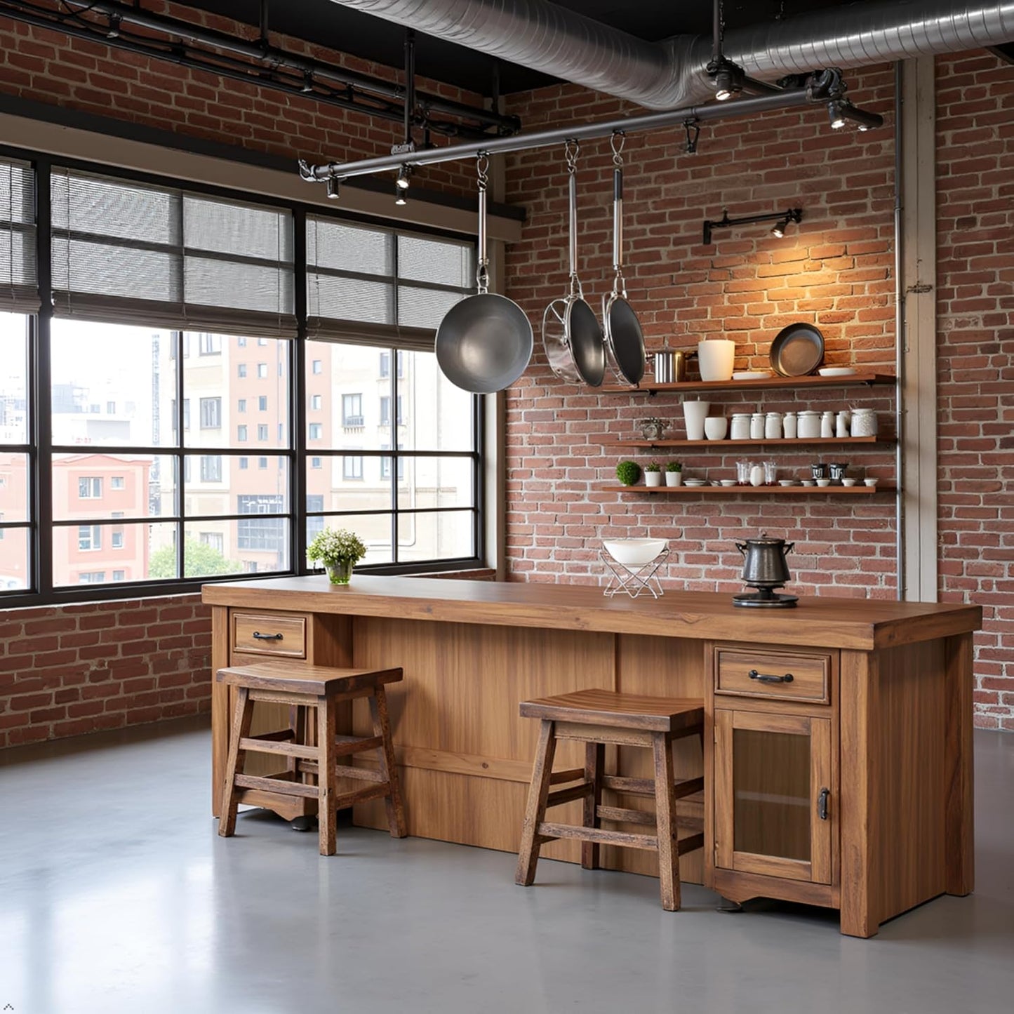 Alaterre Furniture Durango 20-Inch Tall Industrial Wood Dining Stool - Table or Extra Seat - Unique Rustic Industrial Style and Comfort - Farmhouse, Solid Wood Furniture