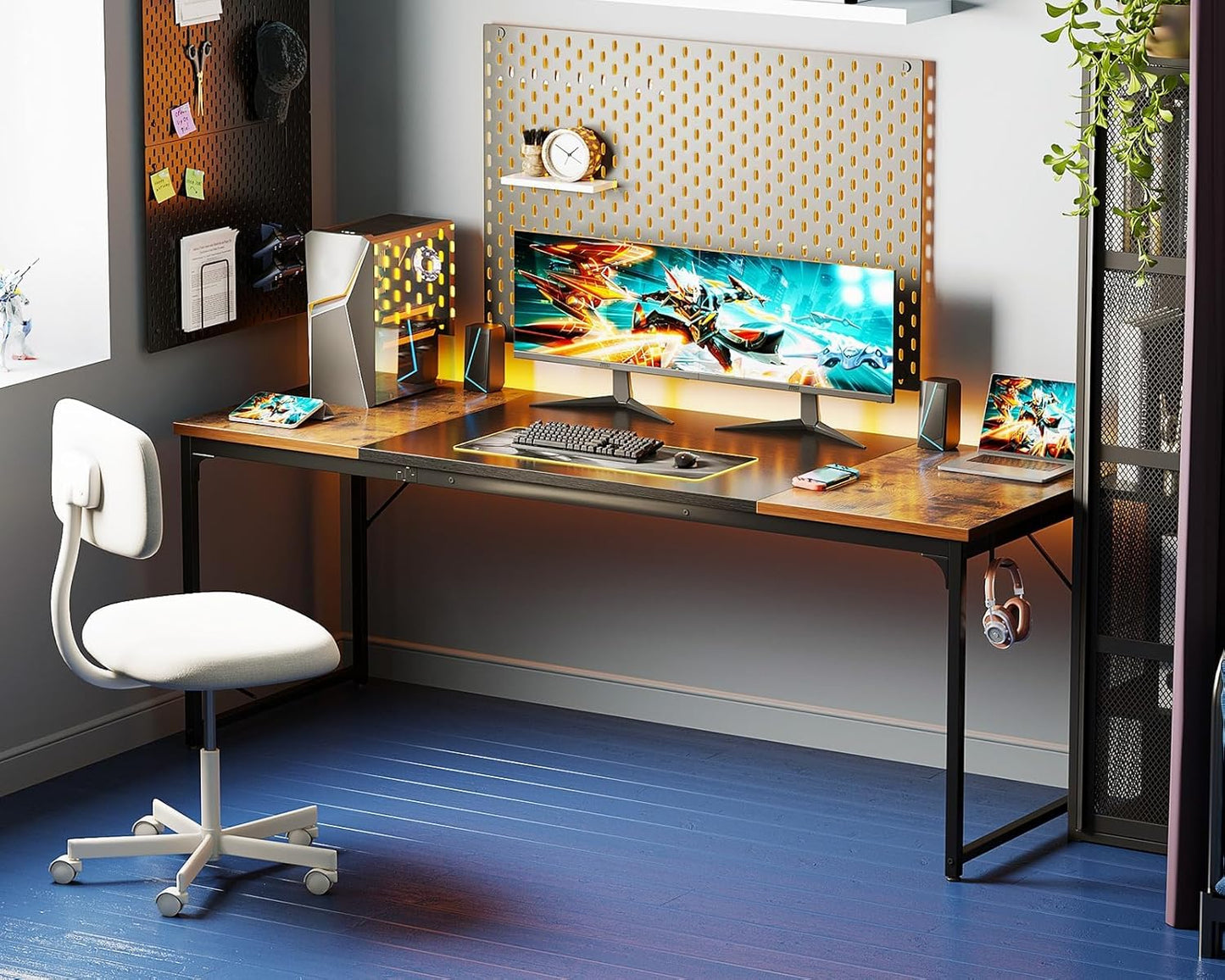 Coleshome 71 Inch Computer Desk, Modern Simple Style Desk for Home Office, Study Student Writing Desk, Vintage and Black