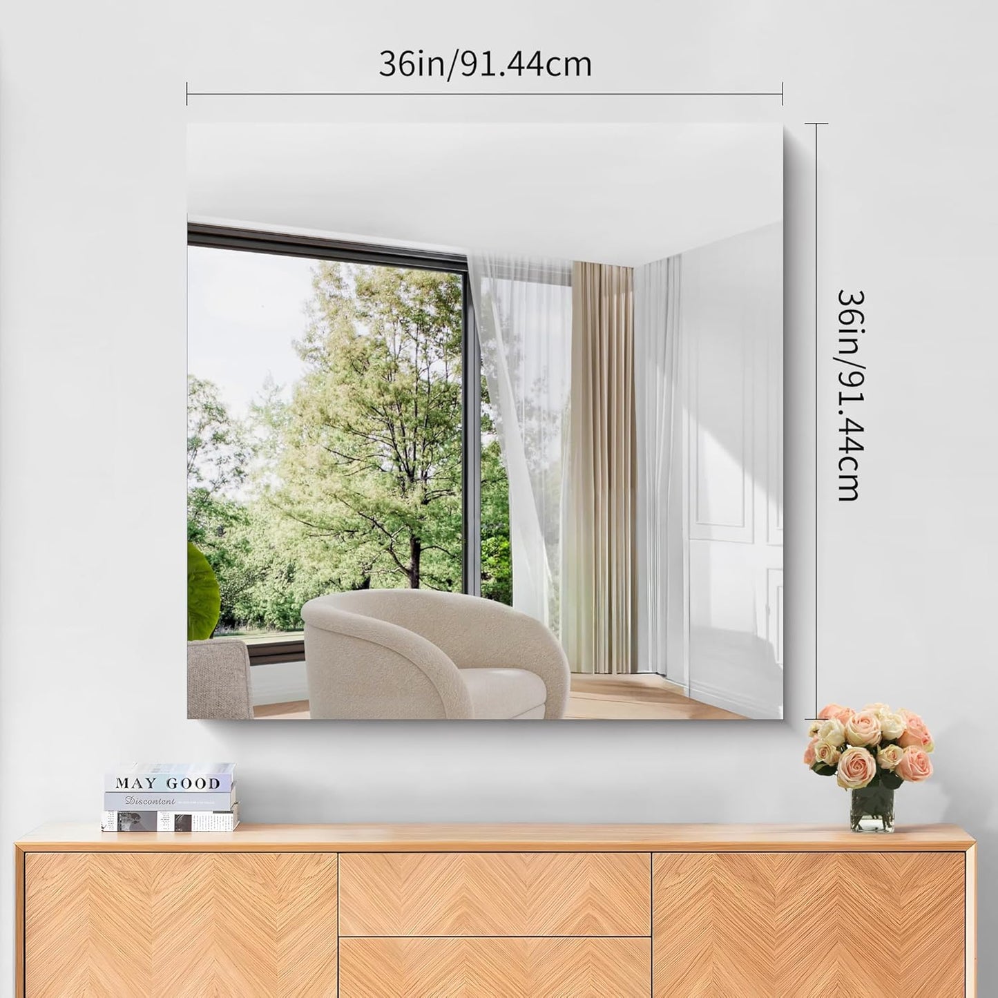 KOCUUY Large Frameless Mirror,36x36 Inch Square Bathroom Vanity Mirror for Over Sink, Upgraded Shatterproof Unframed Design for Bedroom, Living Room, Entryway