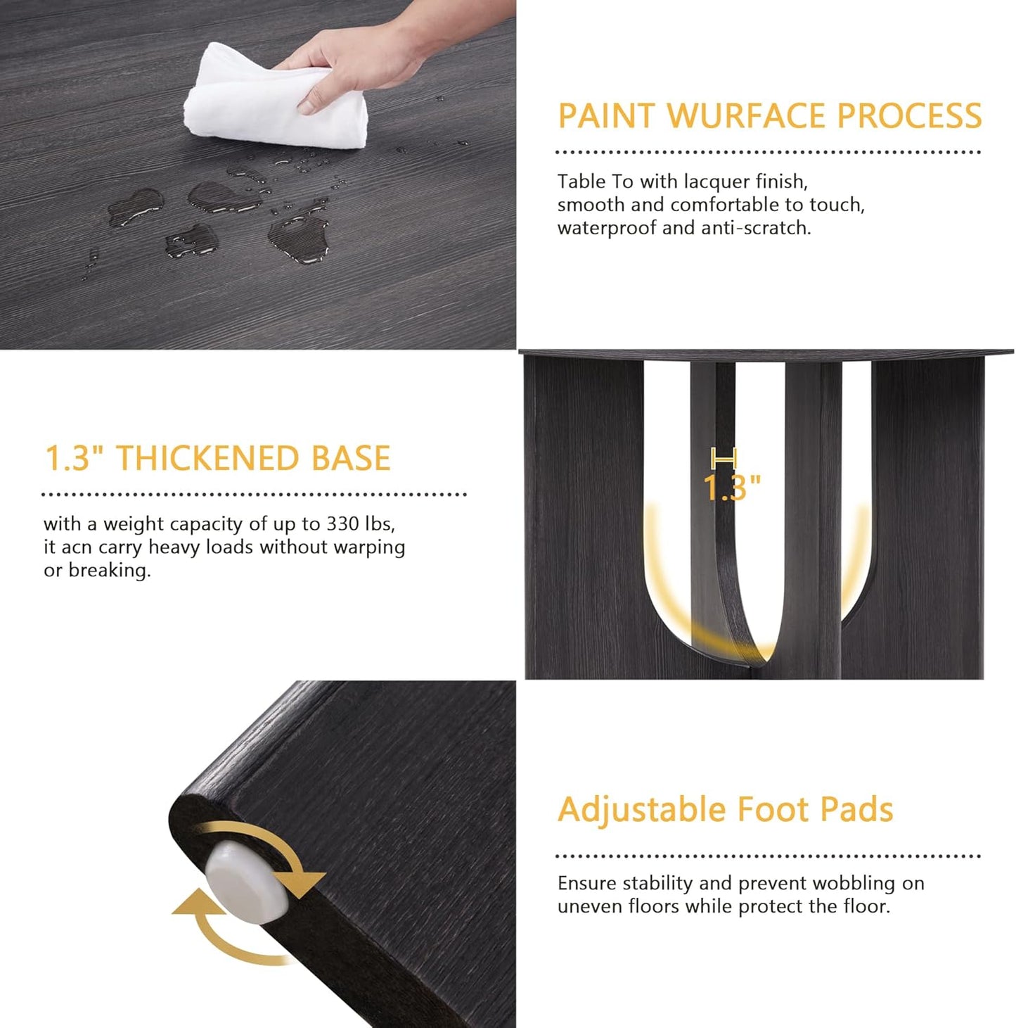 Ball & Cast 5 Piece Dining Table Set with 4 Upholstered Chairs,Wooden Living Room Furniture W/ 47.3" Round Kitchen Desk & Backrest Chair,for Small Space,Dining Room,Antique Black & Beige