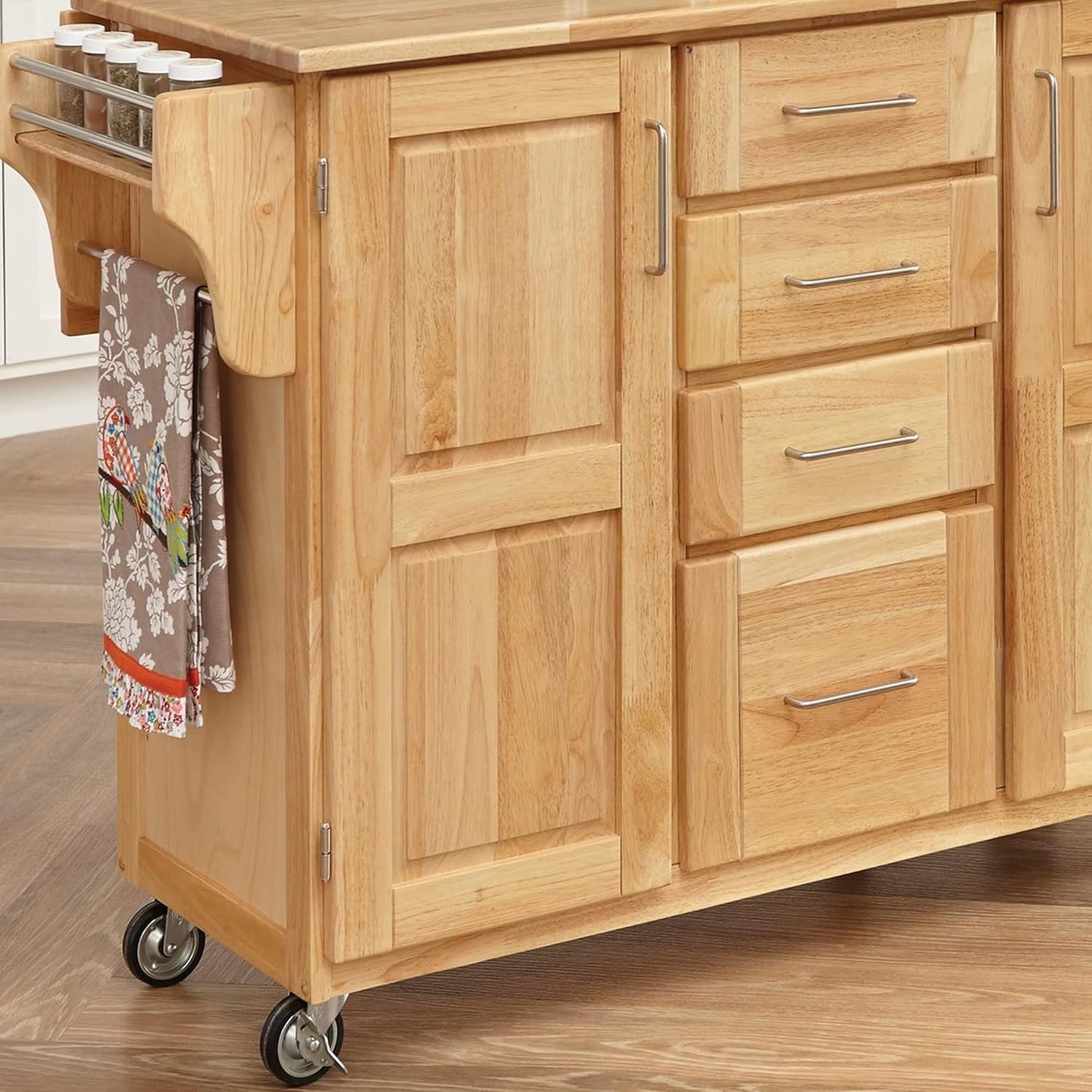Homestyles General Line Mobile Kitchen Cart, 52-1/2 in. W x 18 in. - 30 in. D x 36 in. H, Natural