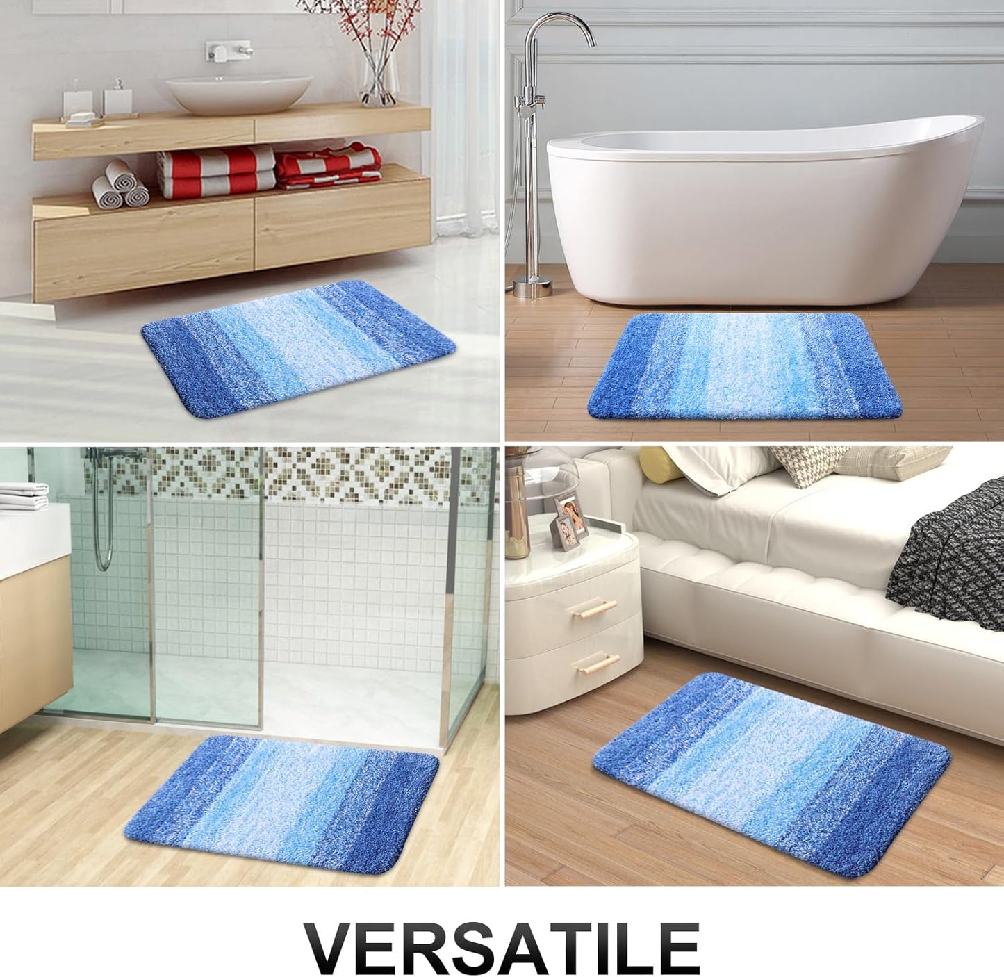 OLANLY Bathroom Runner Rugs 59x20, Extra Soft Absorbent Microfiber Bath Rugs, Rubber Backing, Quick Dry, Washable Bath Mats for Bathroom Floor, Tub and Shower, Home Decor Accessories, Light Royal Blue