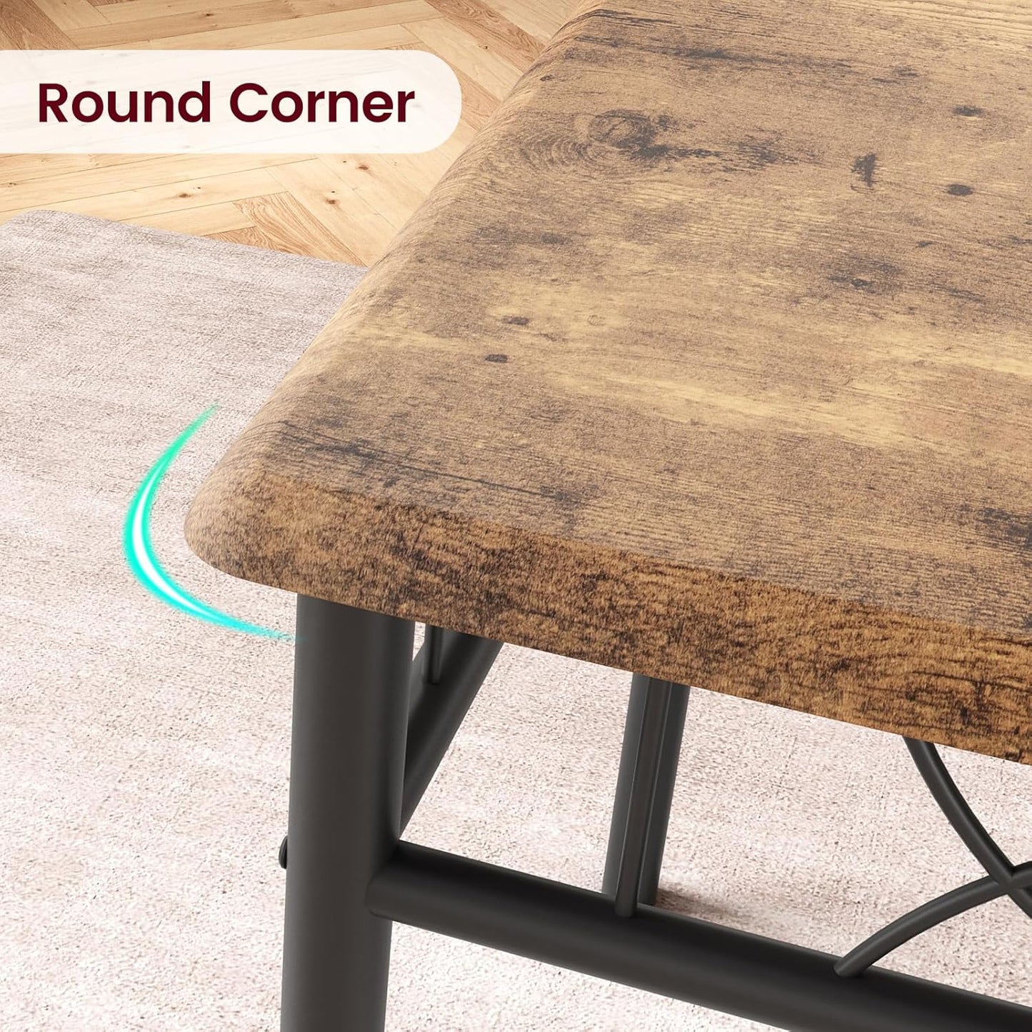 CABIHOME Dining Table Set for 2, 3 Piece Kitchen Table Set with 2 Upholstered Chairs, Square Kitchen Table Set for Small Space, Apartment, Dining Room, Retro Brown