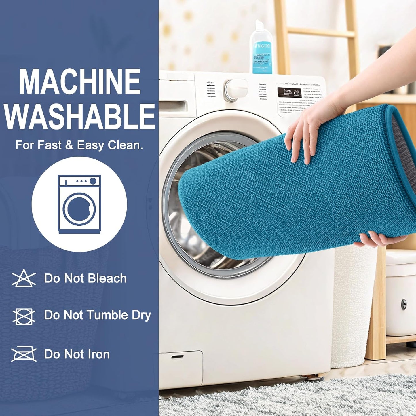 OLANLY Thick Memory Foam Bath Mat Rug 36x24, Extra Soft Absorbent Bathroom Rug, Quick Dry Bath Mat, Non-Slip, Machine Washable Carpet for Bathroom, Tub and Shower, Home Decor Accessories, Peacock Blue