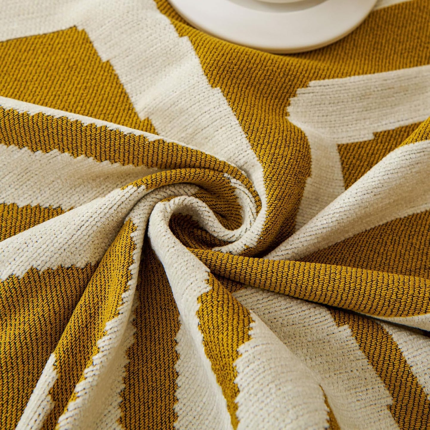 STACYPIK Thick Mustard Yellow Boho Sofa Covers Breathable Chair Couch Cover for 1 Cushion Sofa - Pet Friendly Pet Protector - Soft Chenille Jacquard - Washable - 71X71IN