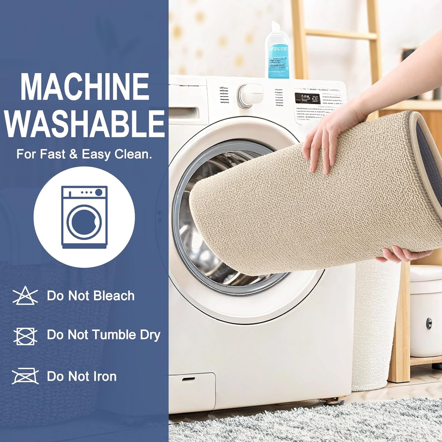 OLANLY Thick Memory Foam Bath Mat Rug 34x21, Extra Soft Absorbent Bathroom Rug, Quick Dry Bath Mats, Non-Slip, Machine Washable Carpet for Bathroom, Tub and Shower, Home Decor Accessories, Beige