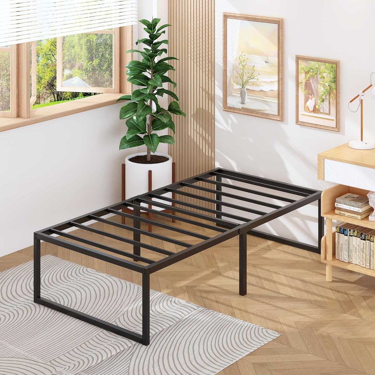 18 Inch Twin XL Bed Frames Heavy Duty Metal XL Twin Platform Bed Frame No Box Spring Needed, Noise Free, Easy Assembly, Black