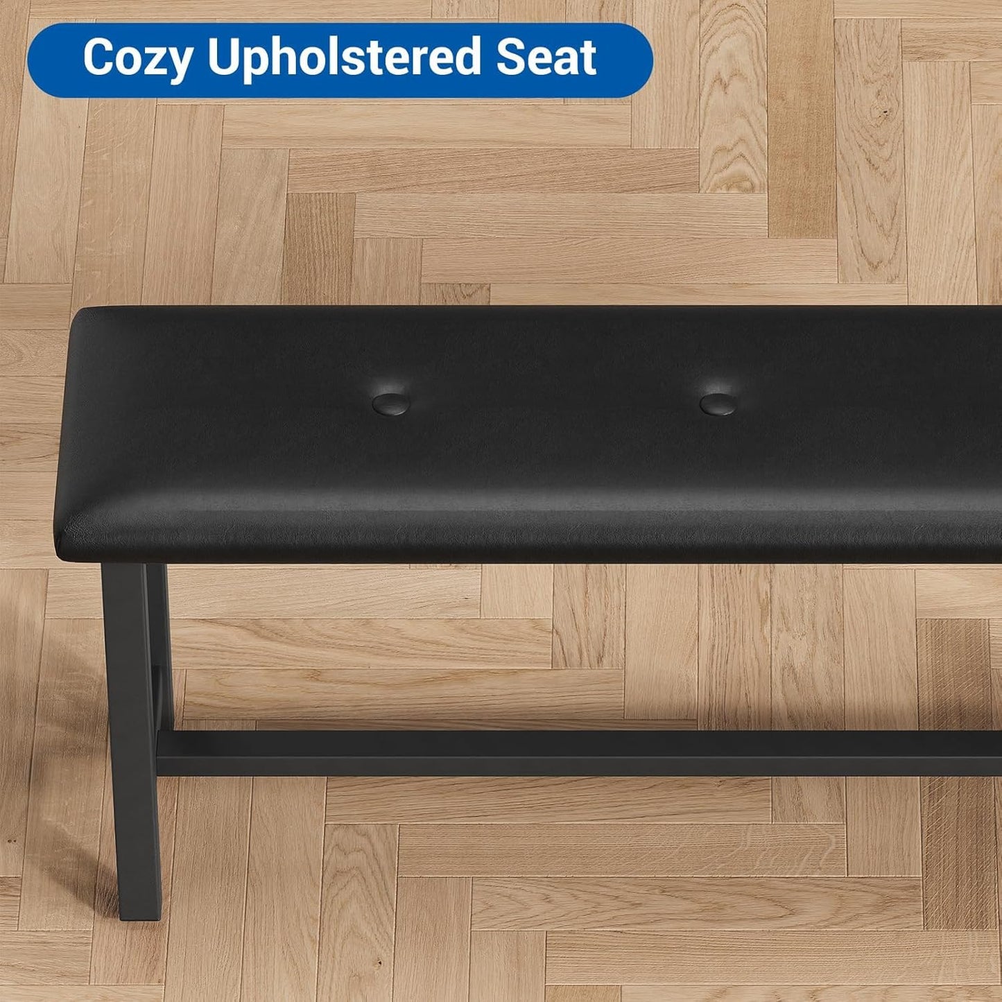 Garvee Dining Table with 2 Benches, Kitchen Table with 2 Upholstered Benches Rectangular Space Saving for Apartment, Dining Room, Kitchen, 44.5 Inches Large, Black