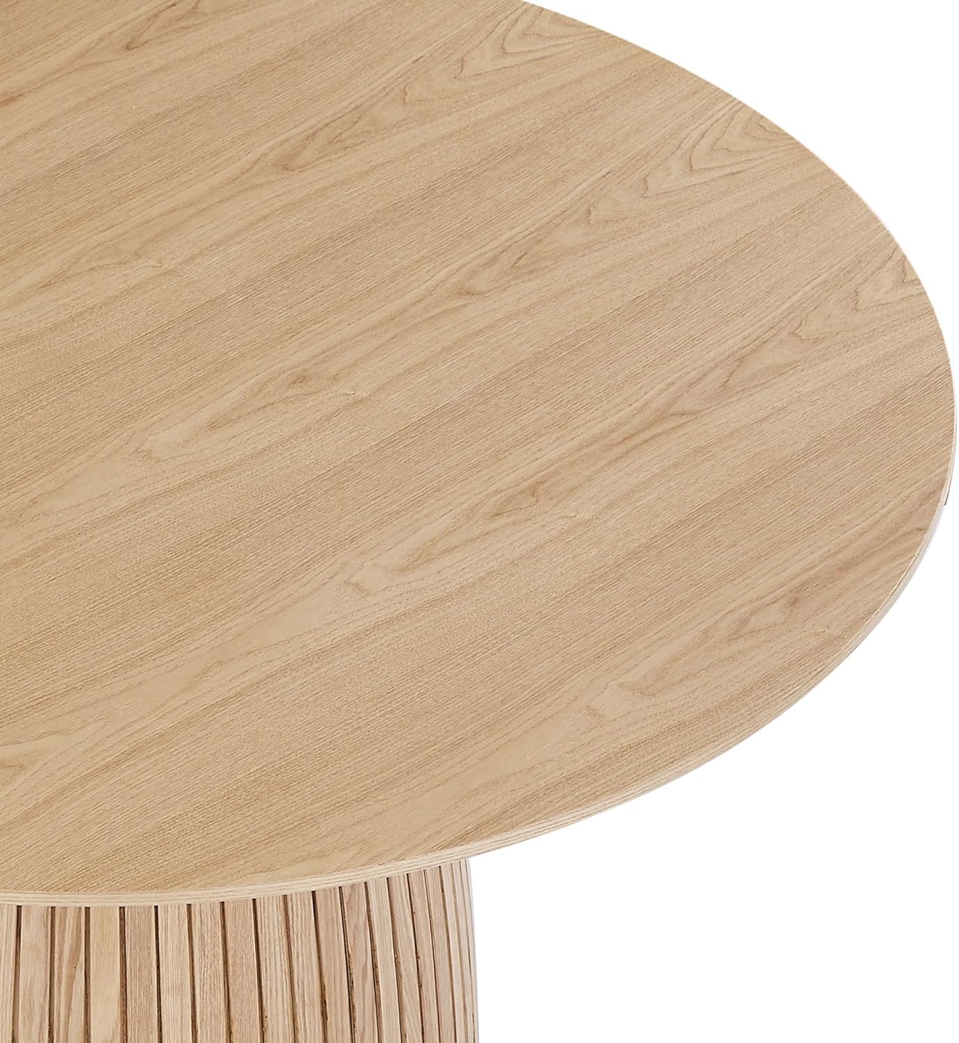 Mushroom-Shape Wooden Round Dining Table Modern Kitchen Dinner Furniture with Natural Wood Grain Variation Tabletop and Circular Leg for Diningroom/Living Space