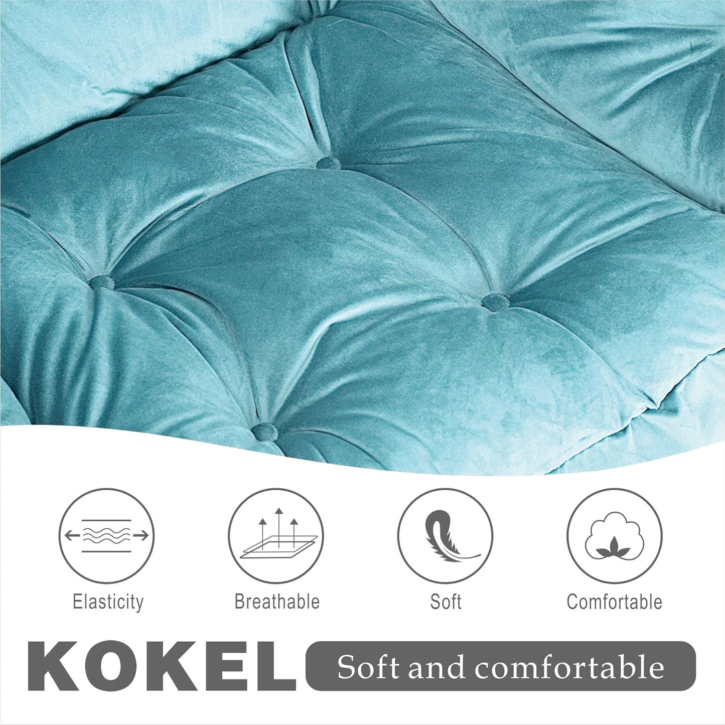 Lazy Chair with Folding Ottoman,Living Room Chairs, Accent Contemporary Lounge Chair, Single Steel Frame Leisure Sofa Chair with Armrests and A Side Pocket (DL58BLUE)