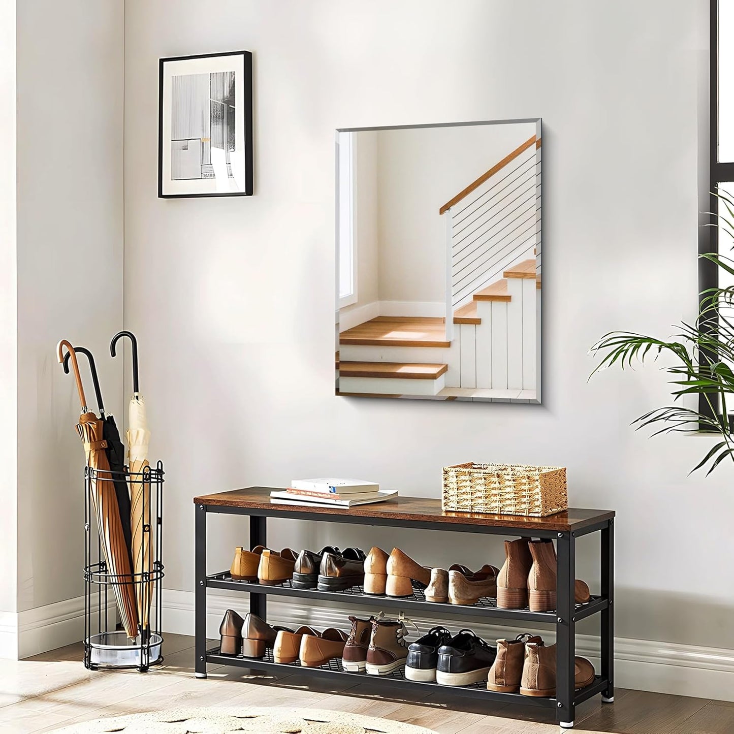 18x24 Beveled Mirror, Frameless Beveled Bathroom Mirrors for Wall, Upgraded Shatterproof Rectangle Vanity Mirror with Beveled Edge for Bathroom, Bedroom, Living Room and Entryway