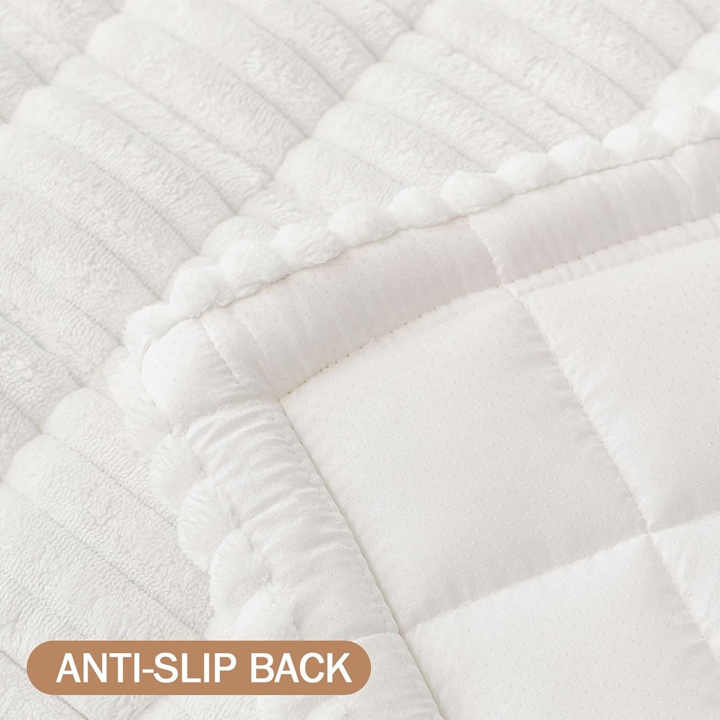 Smiry Couch Cover for Dogs Washable, Non Slip Fuzzy Pet Couch Covers for 3 Cushion Sofa Pet Friendly, Thick Soft Sofa Slipcovers Cushion Protector (White, 27.6" x 70.9")