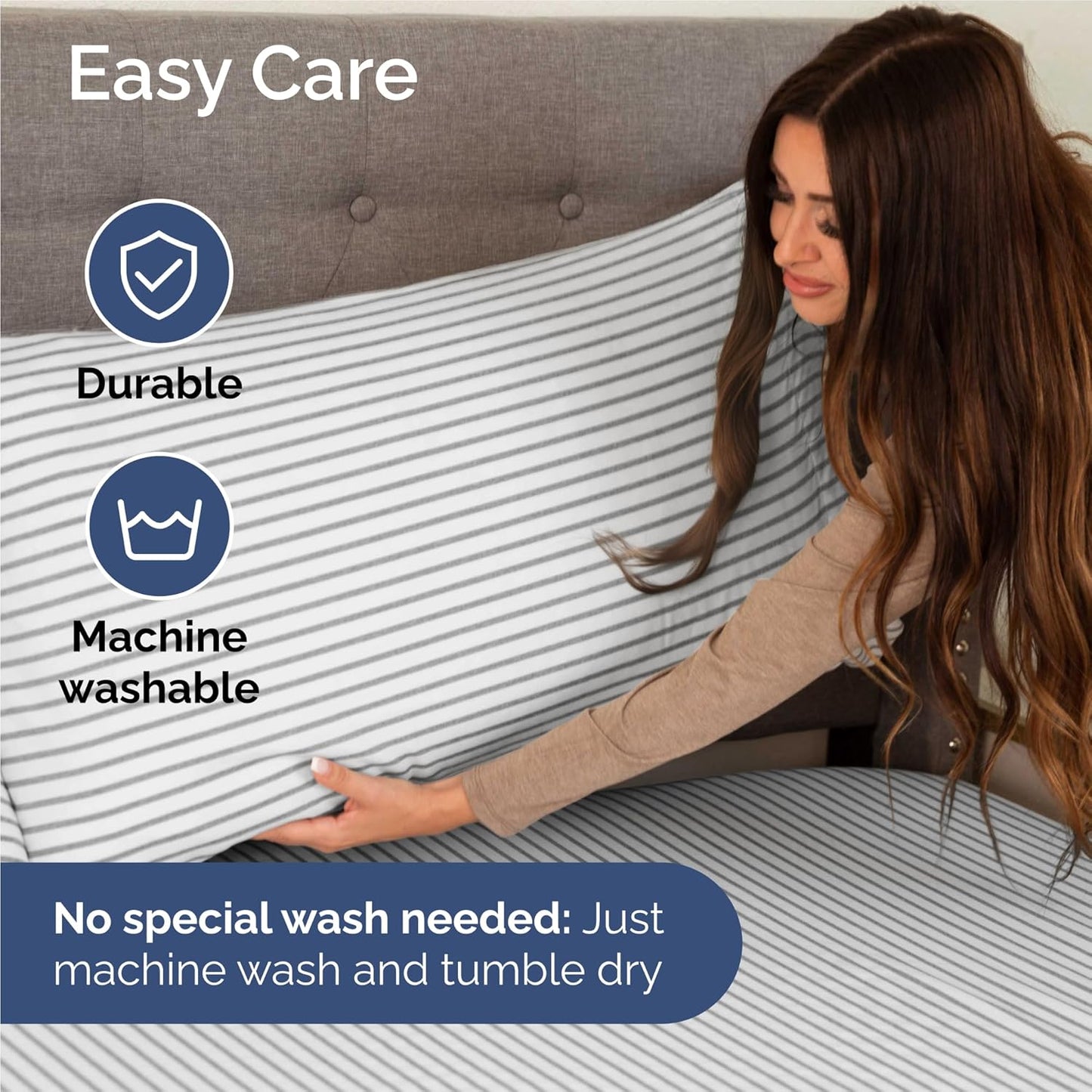 King Size 4 Piece Sheet Set - Comfy Breathable & Cooling Bed Sheets Set - Hotel Luxury Bedding for Women, Men, Kids, Teens, Boys & Girls - Deep Pockets, Soft, Wrinkle Free - Oeko-Tex - Grey Stripes 2