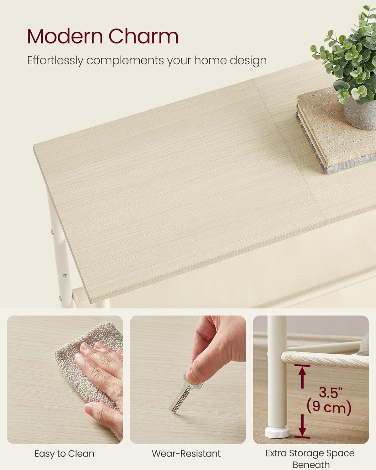 VASAGLE Shoe Rack, 5-Tier Shoe Storage Organizer for Entryway and Closet, Holds 12-16 Pairs of Shoes, 4 Fabric Shelves, Steel Frame, Modern, Natural Beige and Pearl White ULBS036K01