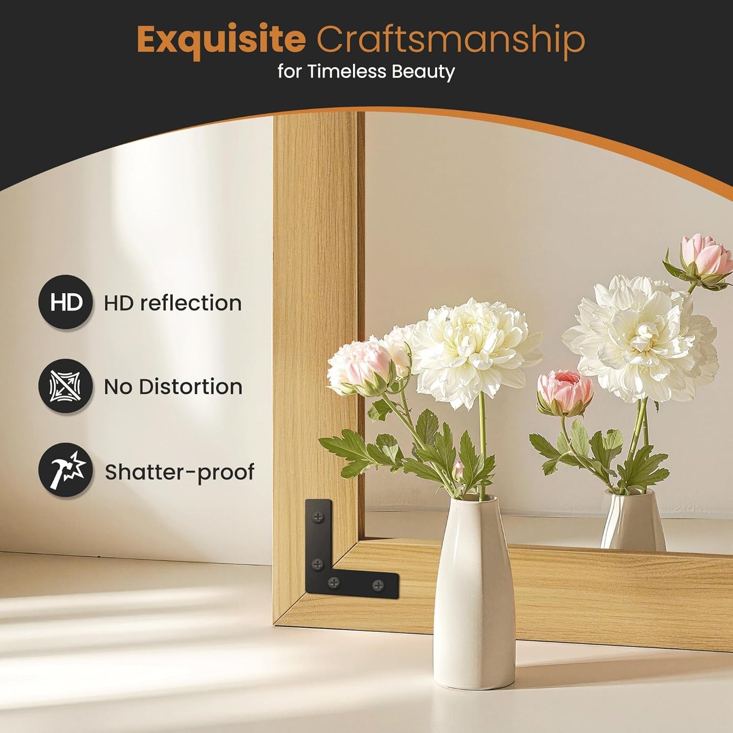 Full Length Mirror with Wooden Frame, 65"X24" Solid Wood Standing Floor Mirror for Farmhouse, Bathroom, Bedroom, Hanging or Leaning Wall-Mounted(Natural)