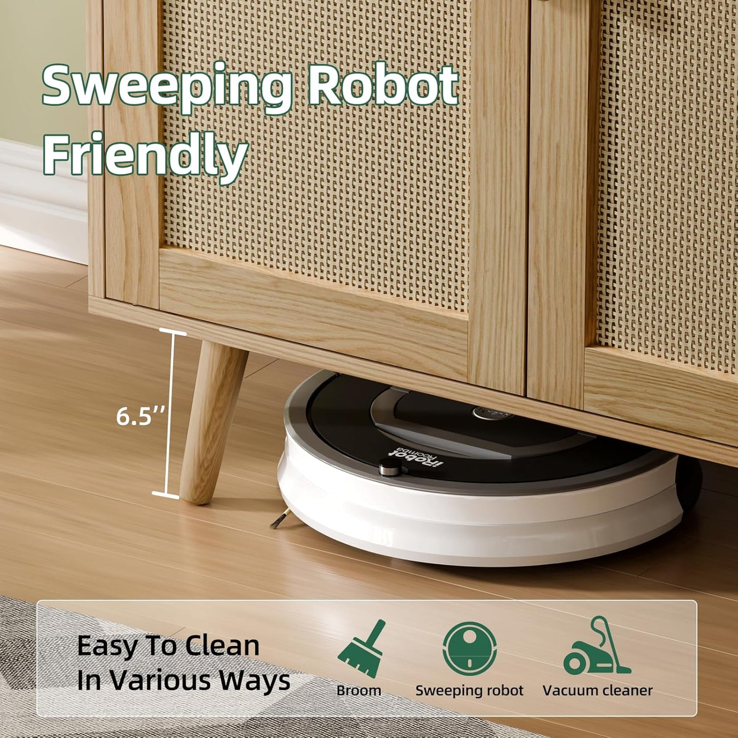 Set of 2 Rattan Sideboard Buffet Cabinets, Stylish Accent Cabinets with Adjustable Shelves & Doors, Ideal for Kitchen & Entryway Storage, Wood Oak