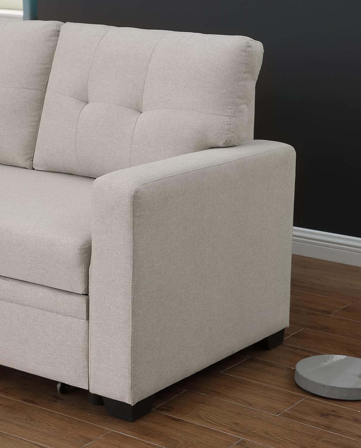 Devion Furniture Garisa 4-in-1 Convertible L Shaped Couch with Pull Out Bed and Storage, Sectional Sleeper Sofa with Reversible Chaise for Living Room, Apartment, Bedroom, Office