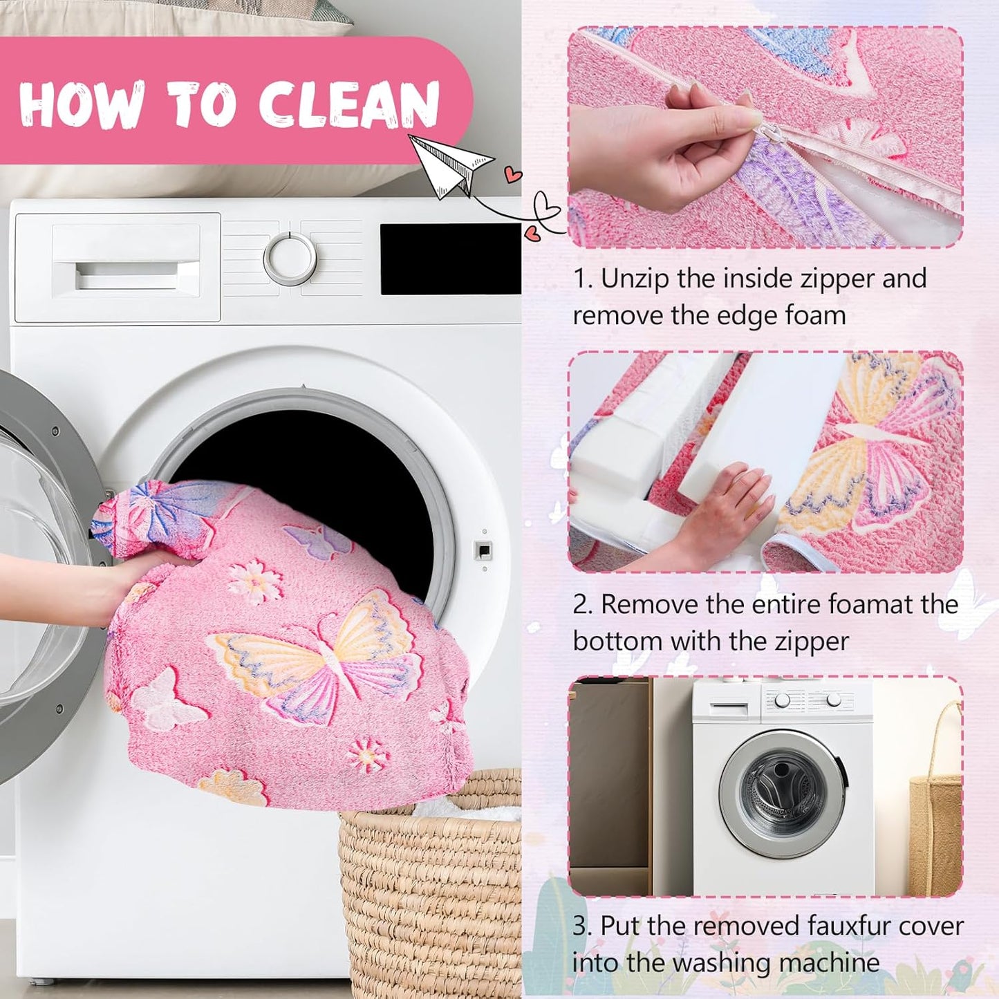 Toddler Chair Comfy,2-in-1 Soft Toddler Couch Fold Out for Kids,Convertible Sofa to Lounger,Gift for Girls and Boys Birthday,Butterfly