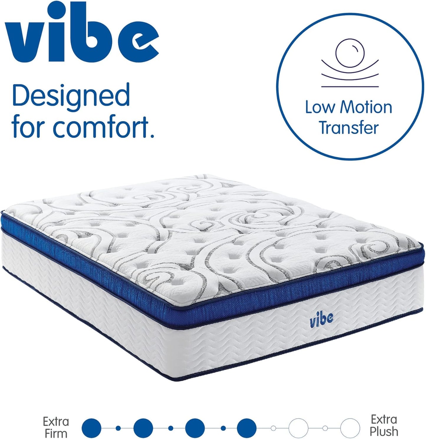Vibe Quilted Hybrid Mattress, 12-Inch Innerspring and Pillow Top Gel Memory Foam Mattress, Fiberglass Free, CertiPUR-US Certified Bed in a Box, Queen