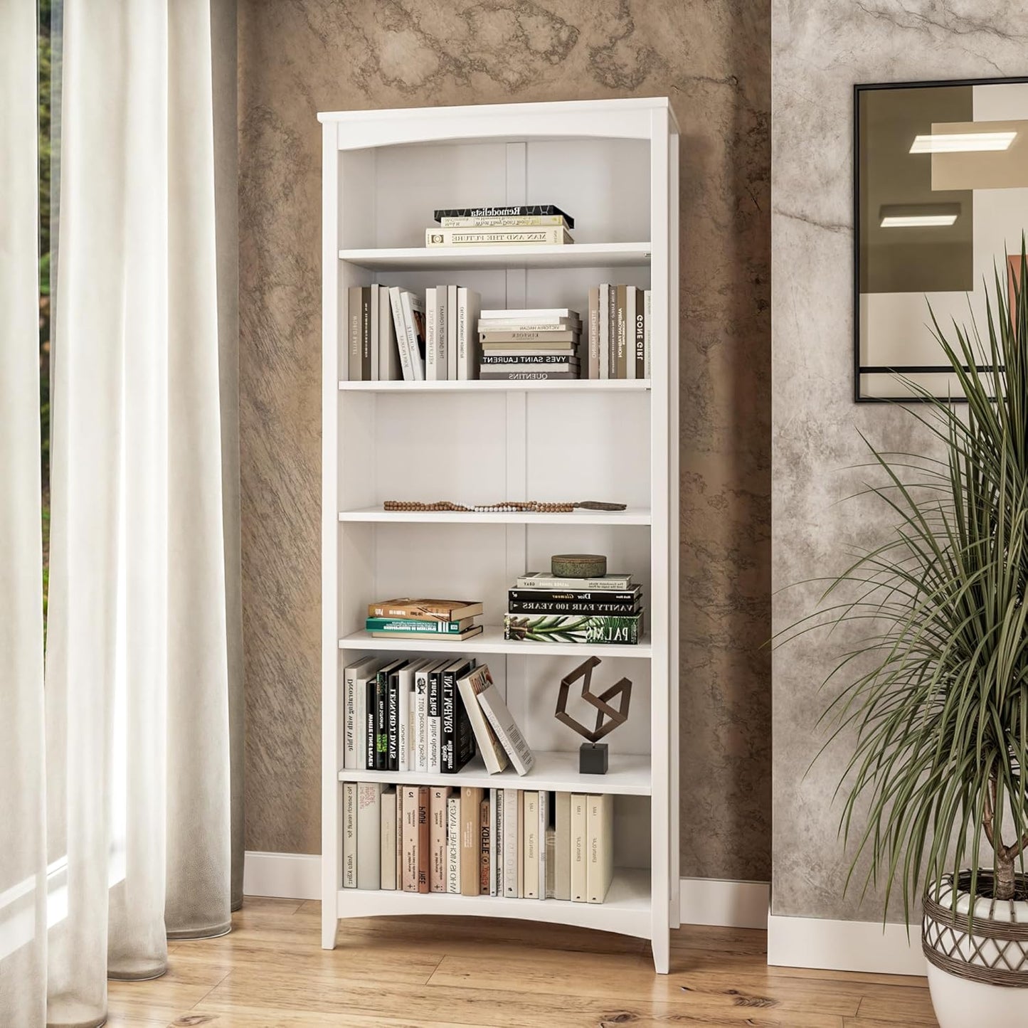 Camaflexi Shaker Style Bookcase, 72", White