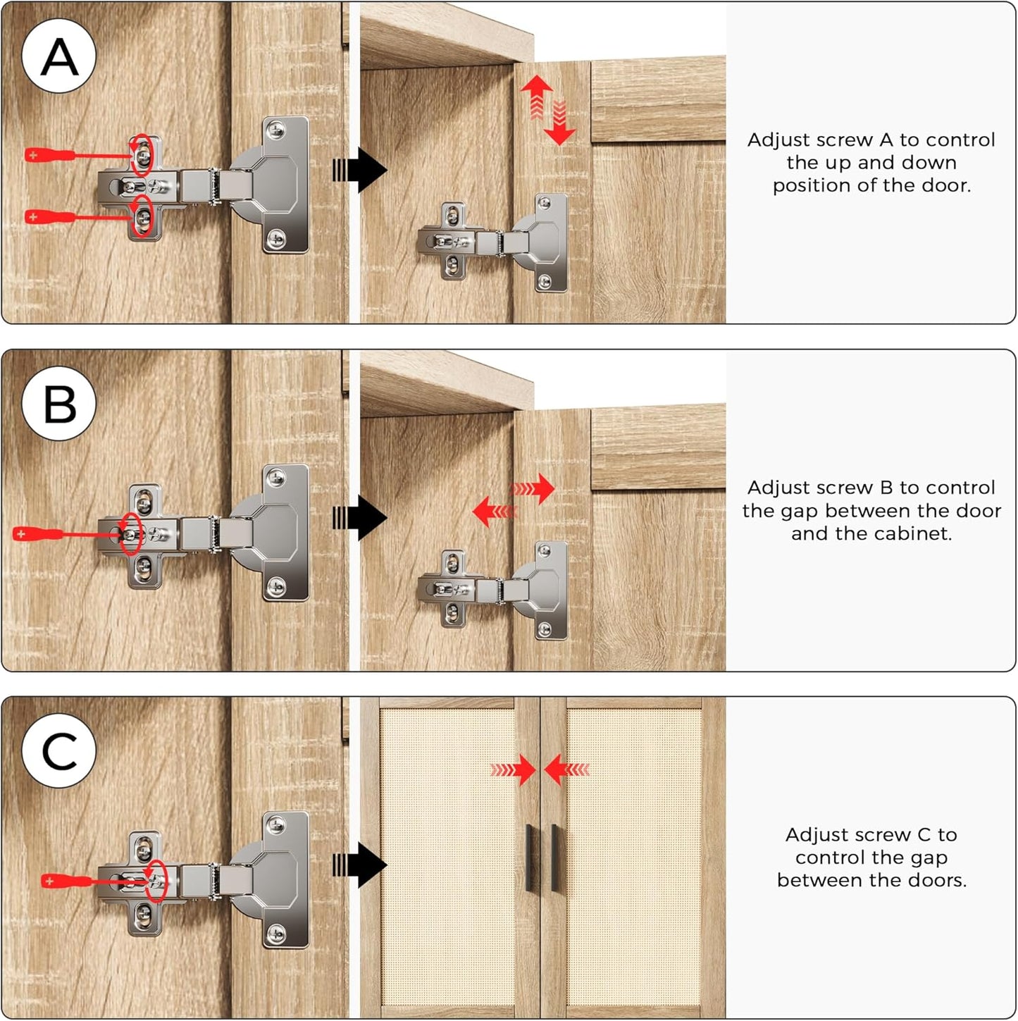 Sideboard - Buffet Cabinet with Storage, Rattan Kitchen Buffet Cabinet Accent Sideboard Cabinets with Doors, Coffee Bar Cabinets Rattan Sideboards for Living Room, Entryway, Black