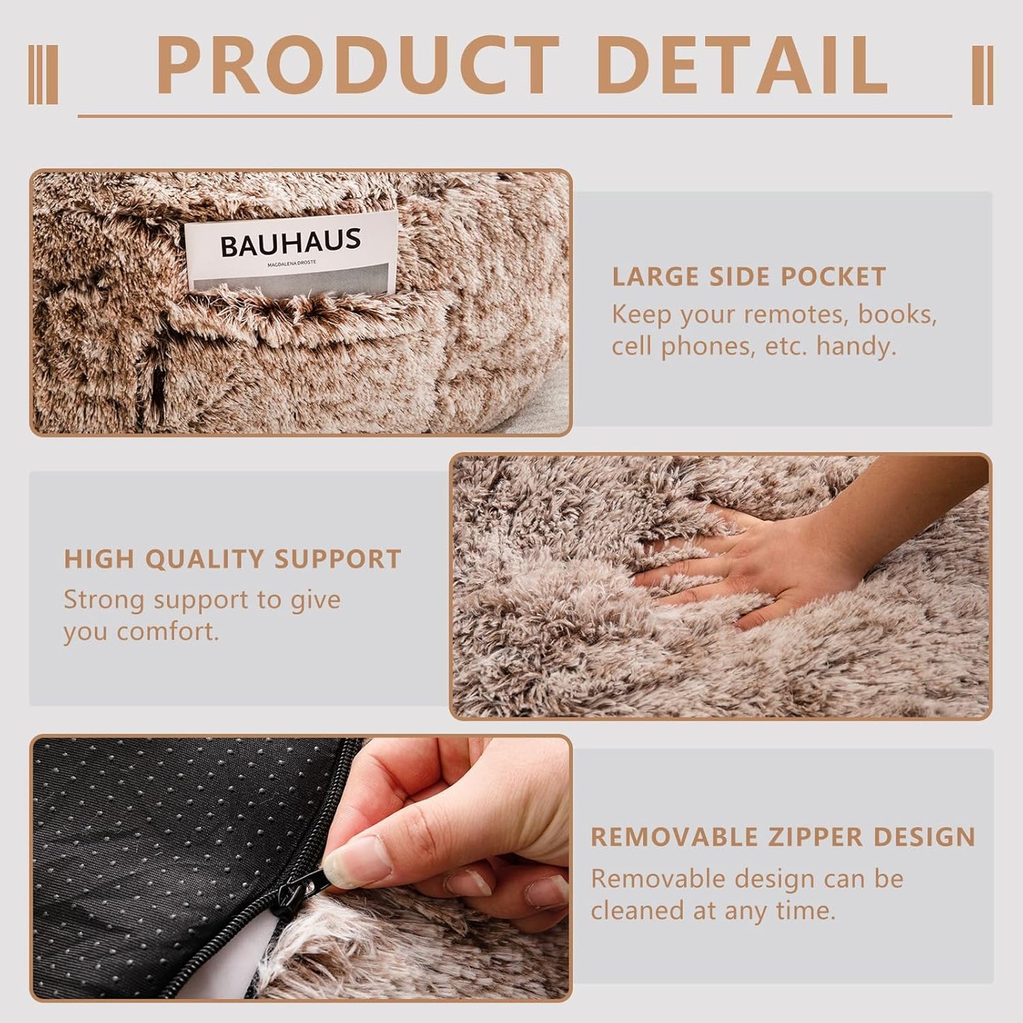 BYBYME Giant Bean Bag Chair, Faux Fur Bean Bag Couch with Filler Large Living Room Bean Bag Chairs for Adults, Big Lazy Sofa Accent Chair with Pocket Floor Chair