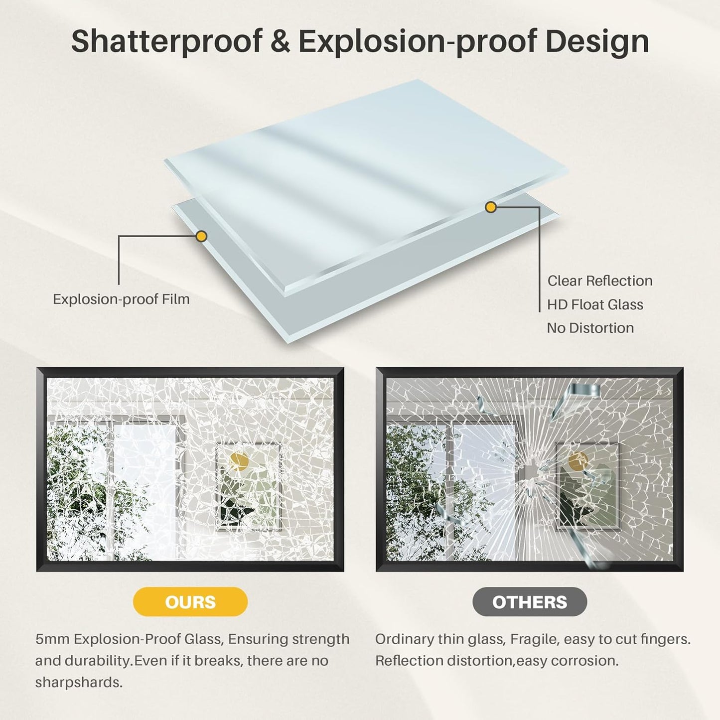 20x30 Inch Black Bathroom Mirror for Wall, Thick Metal Framed Rectangle Mirrors for Over Sink, Bedroom, Living Room, Entryway, Anti-Rust, HD Tempered Glass