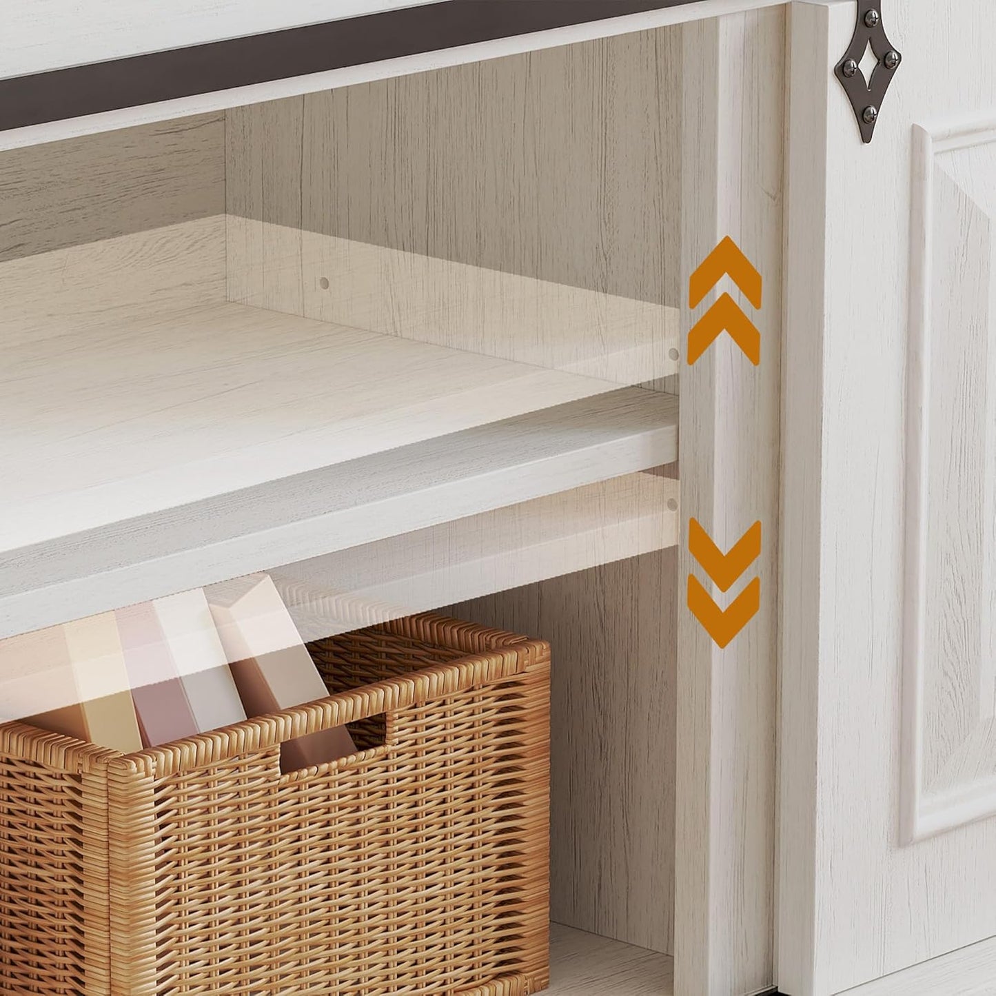 IRONCK Farmhouse TV Stand for 75+ Inch TV, 70" Entertainment Center with Storage Cabinets and Sliding Barn Door, Media Console for Living Room, White