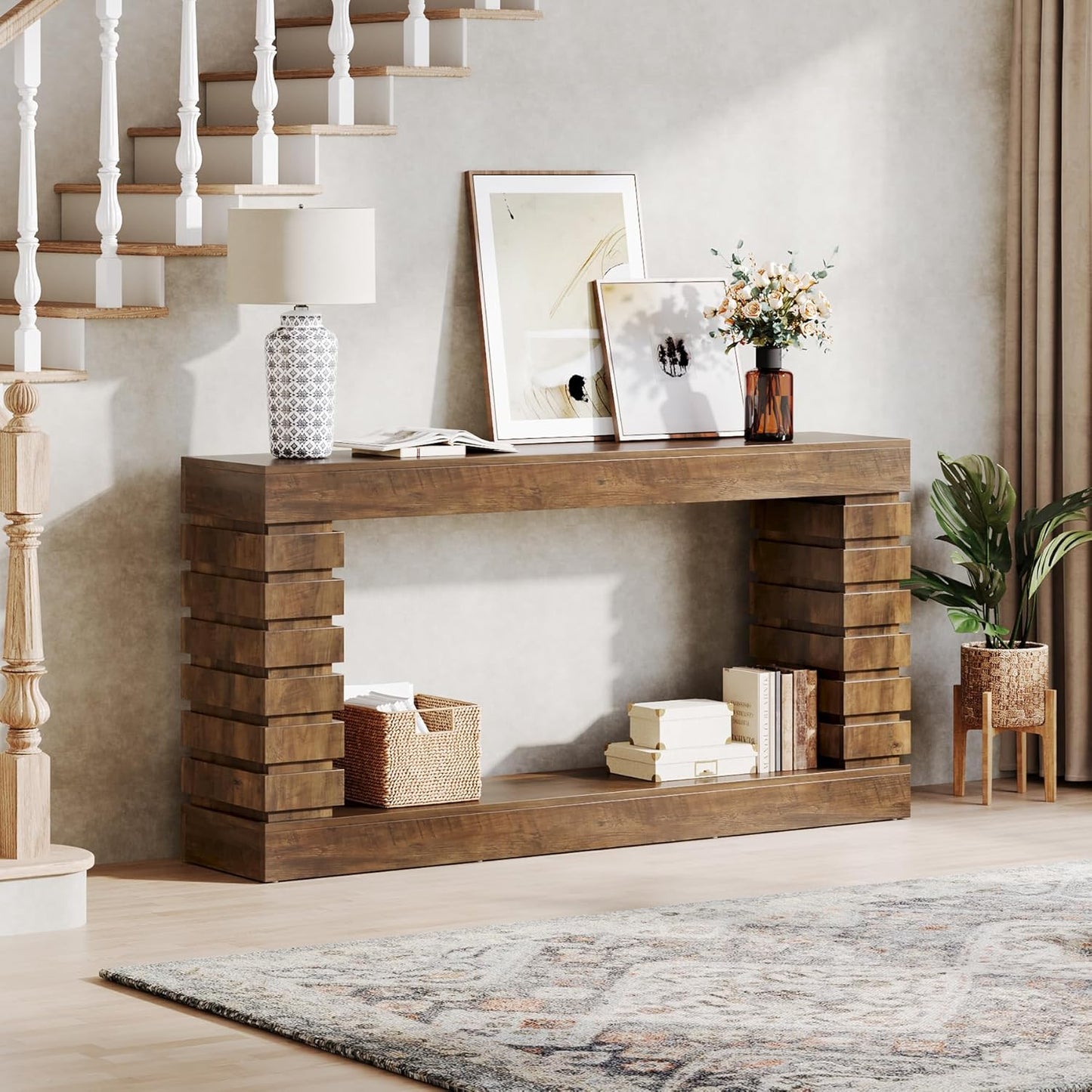 Tribesigns 70.8-Inch Long Console Table, Wood Entryway Table with Storage, Narrow Sofa Table Couch Table for Living Room Entryway Hallway